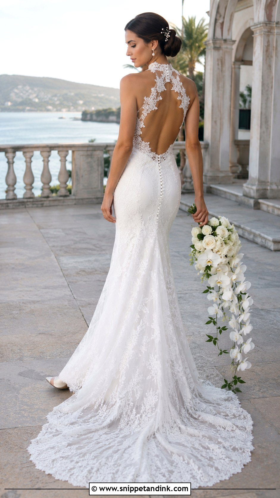 Open Back Lace Halter Wedding Dress - Snippet and Ink - 20 Lace Halter Wedding Dress Ideas