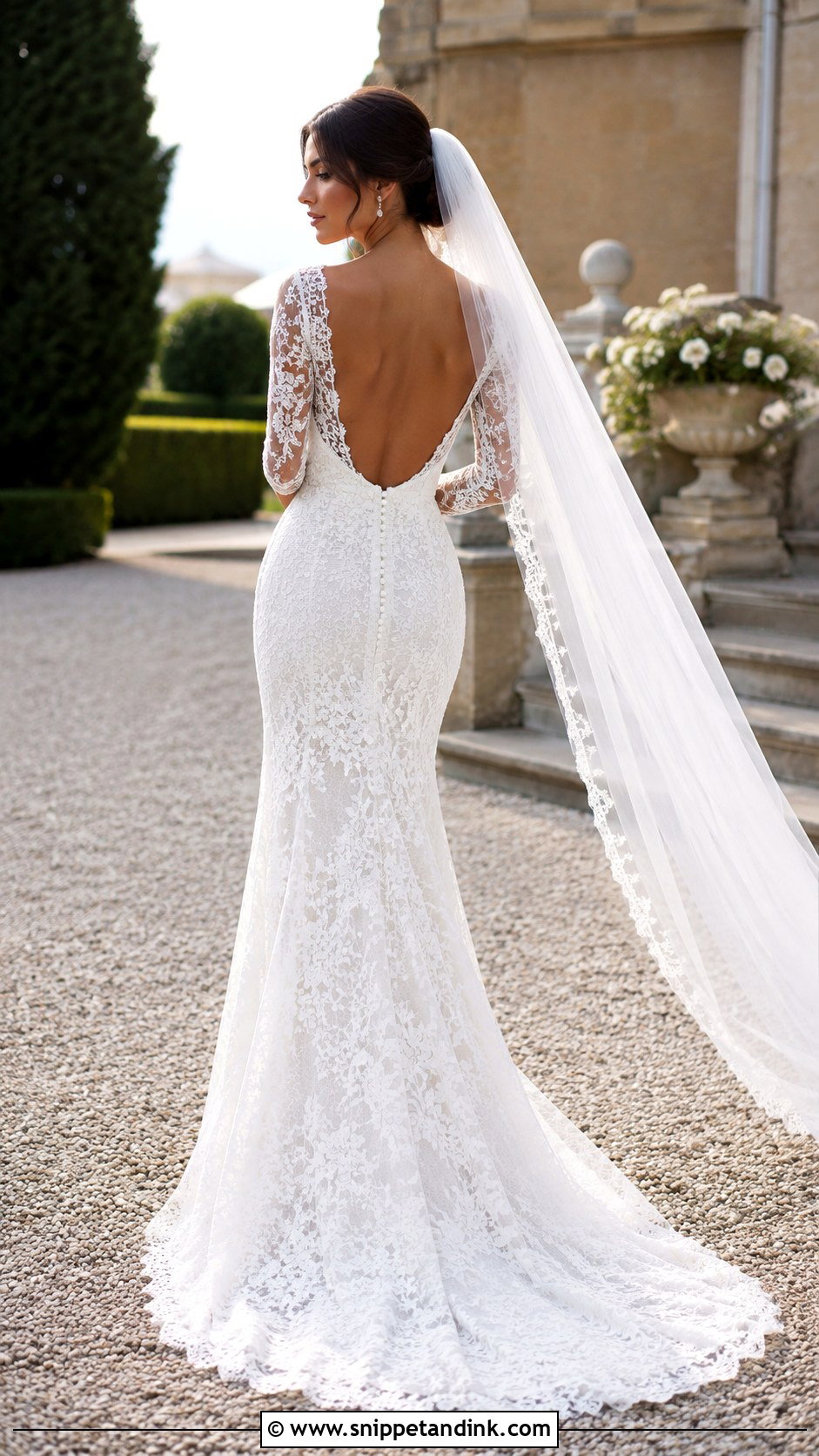 Open Back Lace Long Sleeve Bridal Gown - Snippet and Ink - 20 Long Sleeve Bridal Gown Ideas