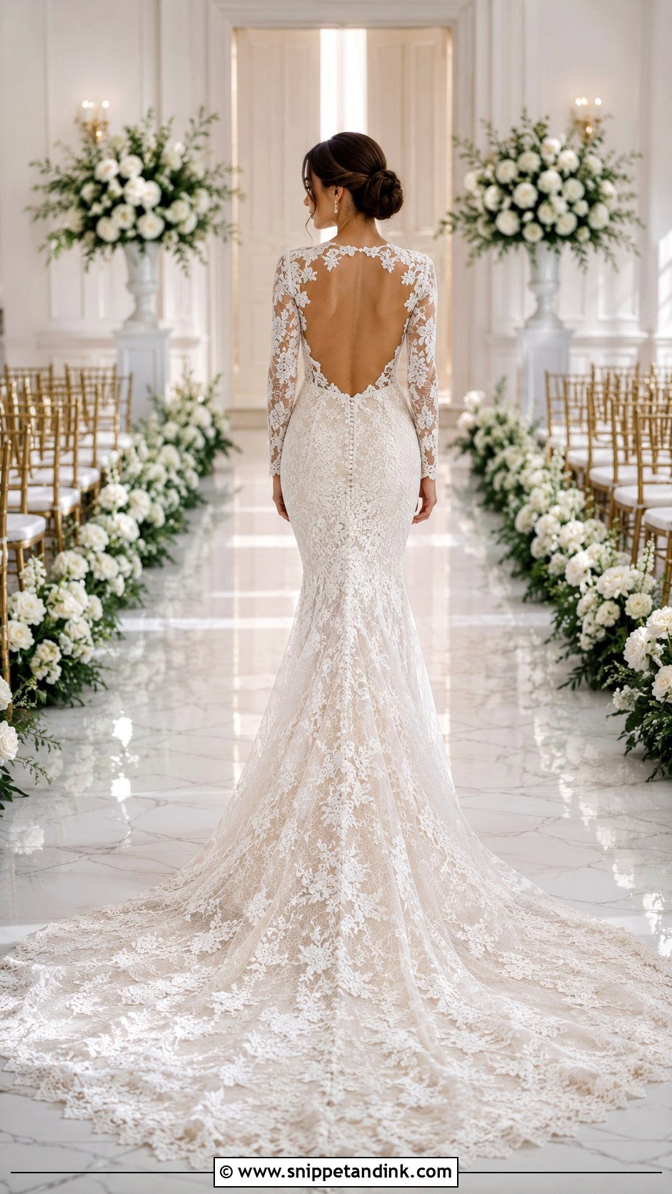 Open Back Lace Mermaid Wedding Dress - Snippet and Ink - 30 Lace Mermaid Wedding Dress Ideas