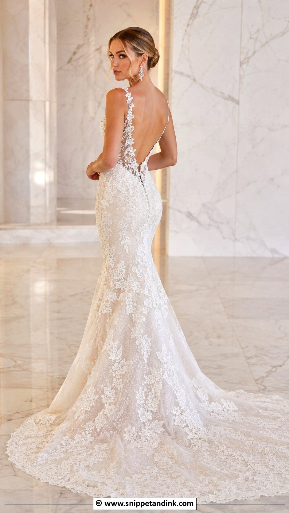 Open Back Lace Mermaid Wedding Dress - Snippet and Ink - 30 Open Back Wedding Dress Ideas