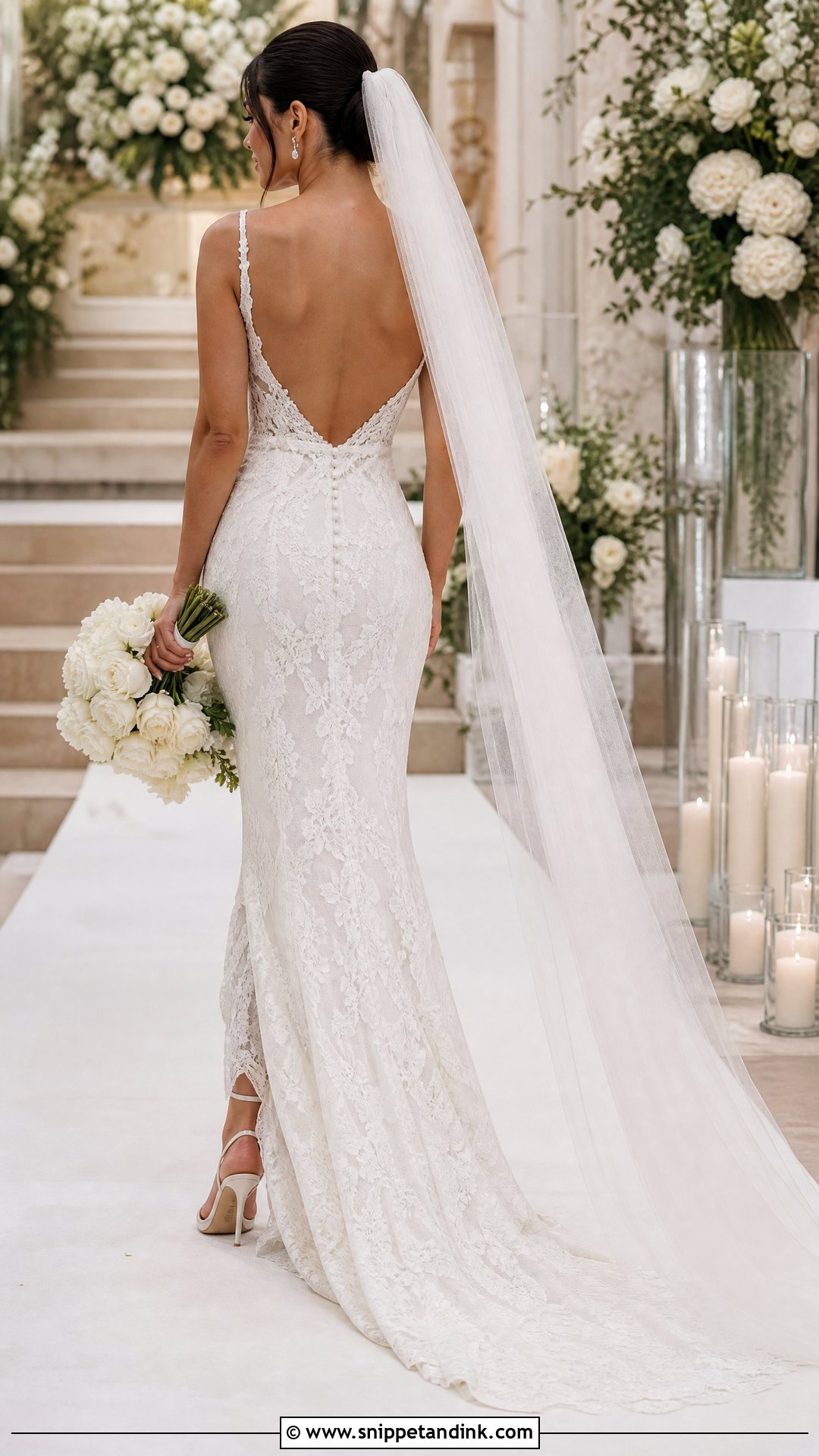 Open Back Lace Sheath Wedding Dress - Snippet and Ink - 20 Lace Sheath Wedding Dress Ideas