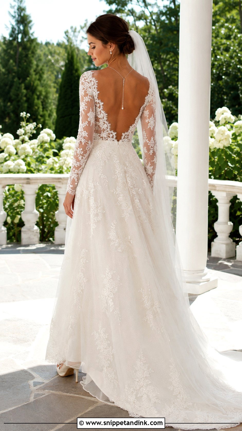 Open Back Long Sleeve Lace Wedding Dress - Snippet and Ink - 20 Long Sleeved Lace Wedding Dress Ideas