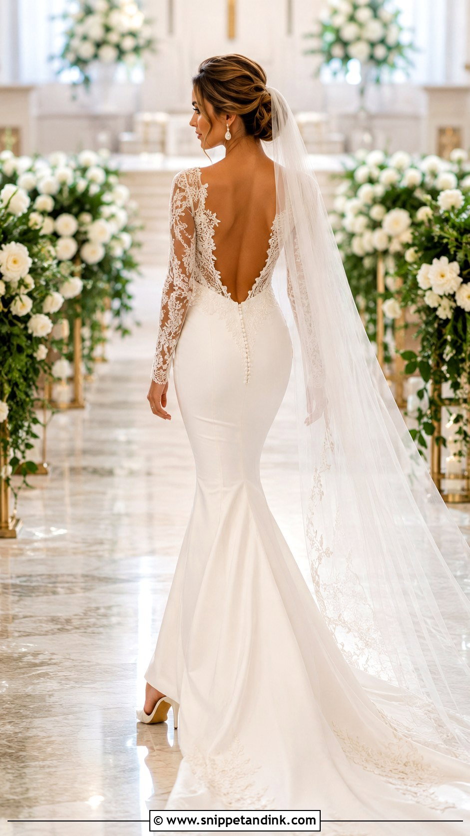 Open Back Long Sleeve Mermaid Wedding Dress - Snippet and Ink - 25 Long Sleeve Mermaid Wedding Dress Ideas