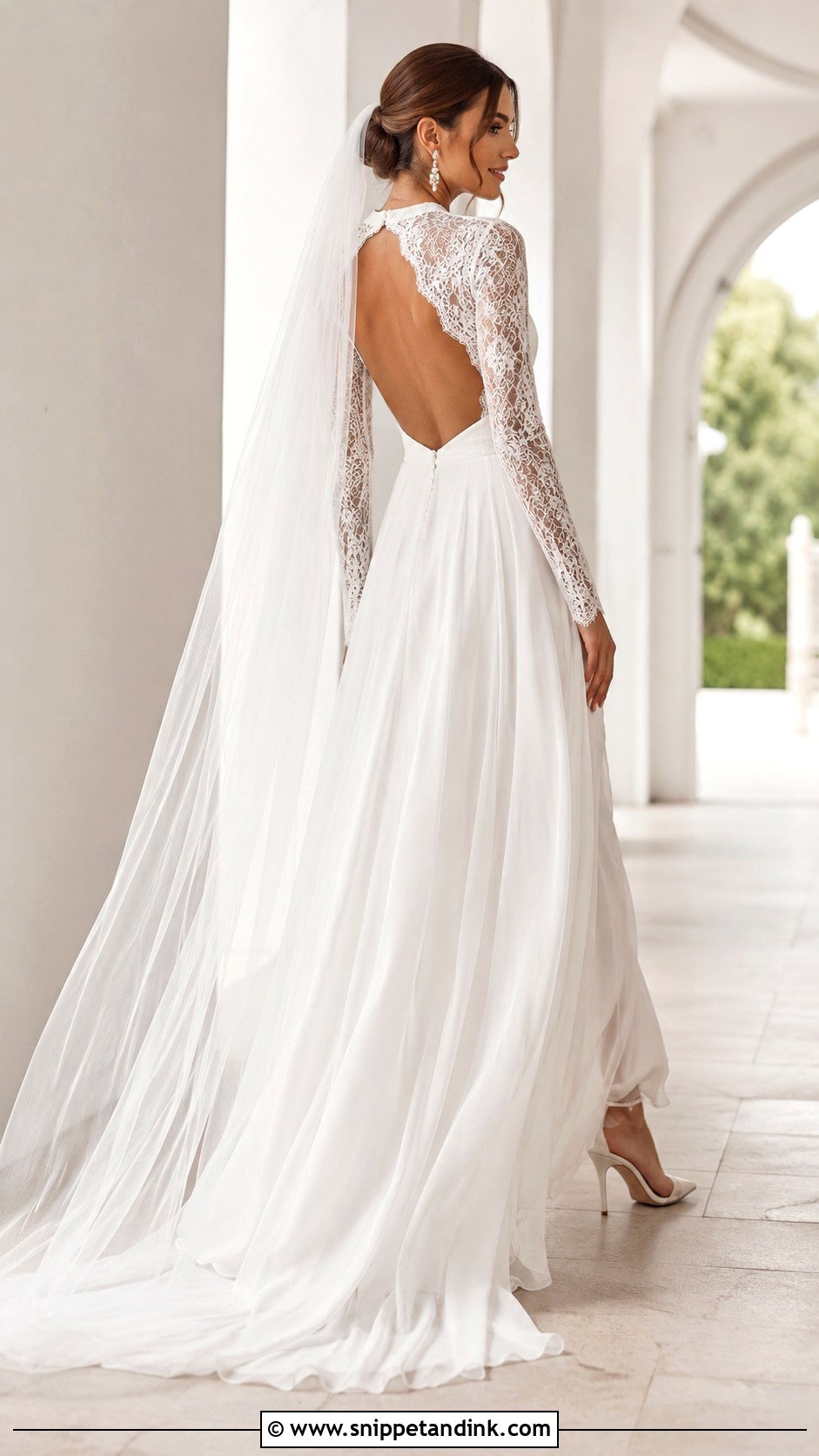 Open Back Long Sleeve Wedding Dress - Snippet and Ink - 20 Long Sleeve Flowy Wedding Dress Ideas
