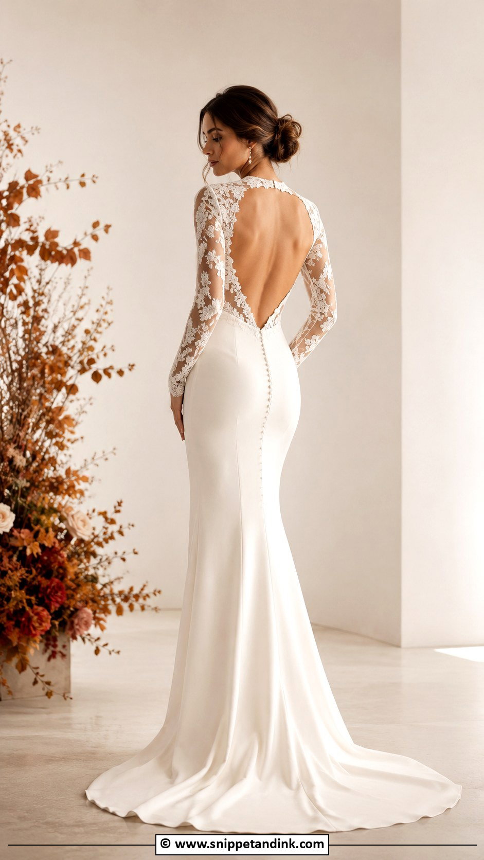 Open Back Long Sleeve Wedding Dress - Snippet and Ink - 30 Open Back Wedding Dress Ideas