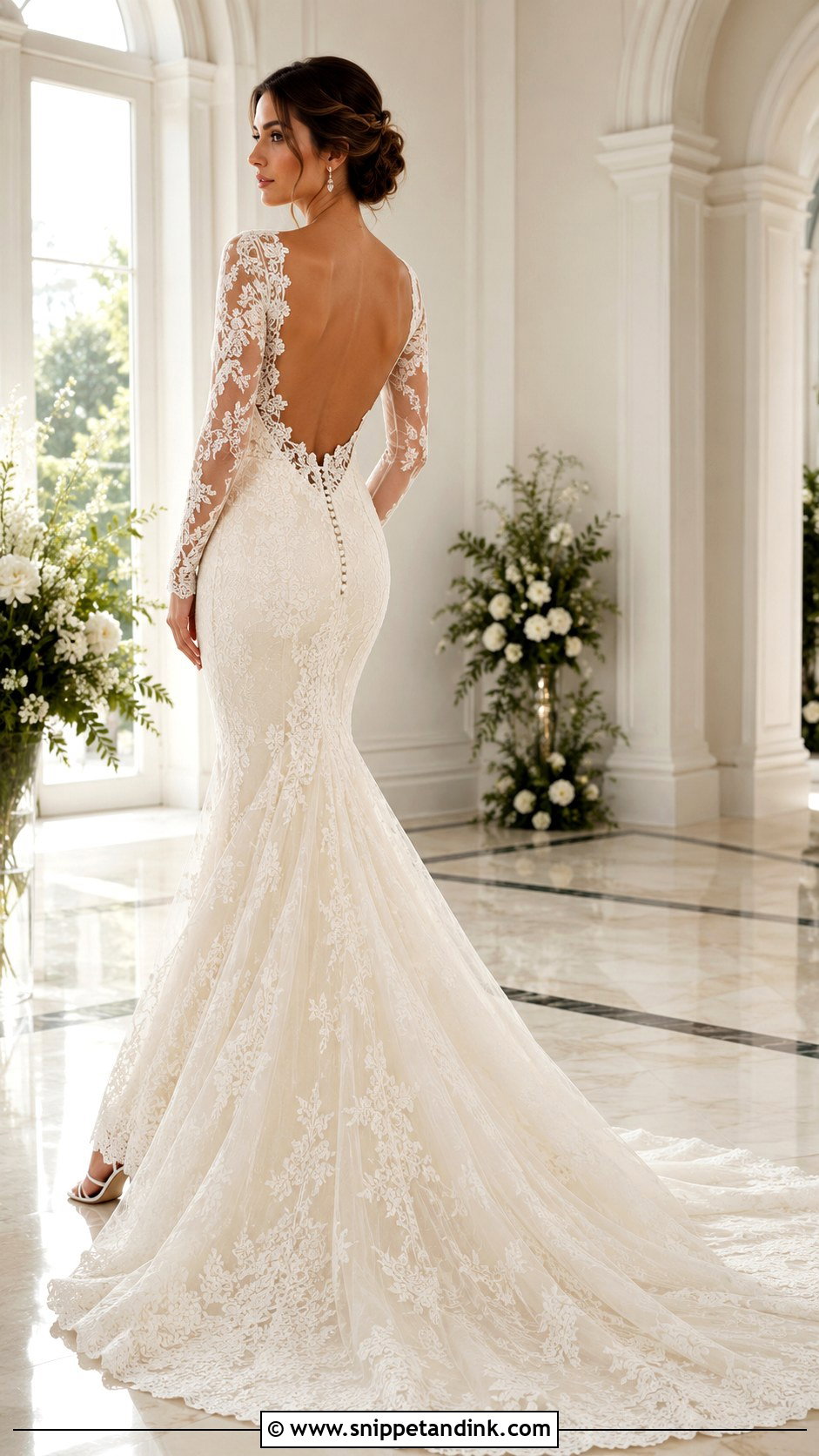 Open Back Mermaid Wedding Dress With Sleeves - Snippet and Ink - 30 Mermaid Wedding Dress with Sleeves
