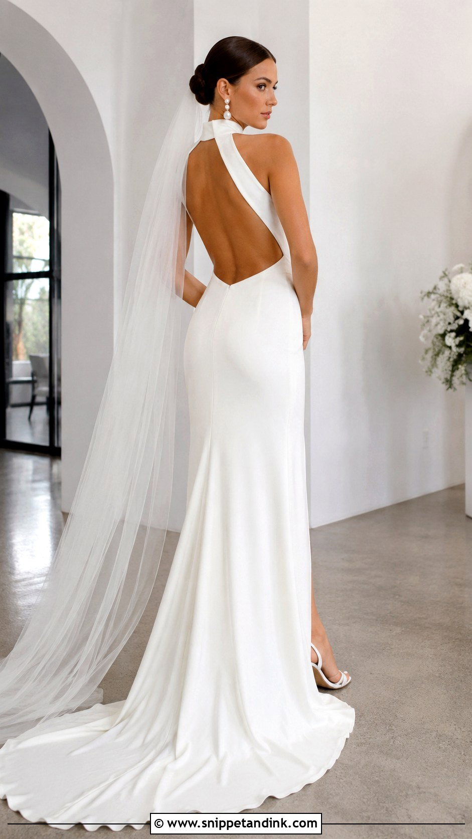 Open Back Mock Neck Wedding Dress - Snippet and Ink - 20 Mock Neck Wedding Dress Ideas