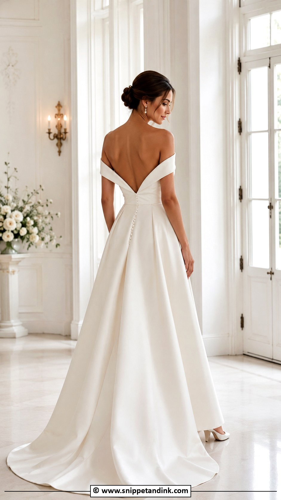 Open Back Off Shoulder Wedding Dress - Snippet and Ink - 30 Open Back Wedding Dress Ideas
