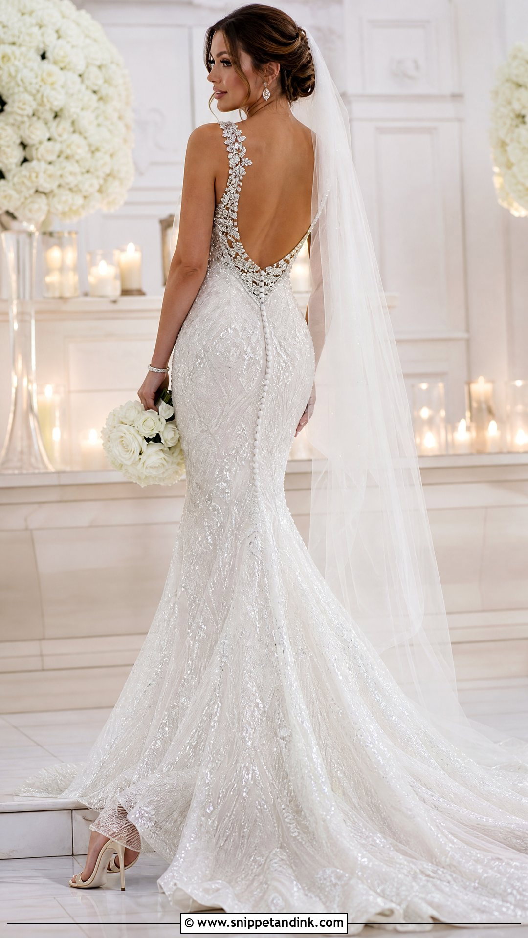 Open Back Sparkly Mermaid Wedding Dress - Snippet and Ink - 20 Sparkly Wedding Dress Mermaid Ideas