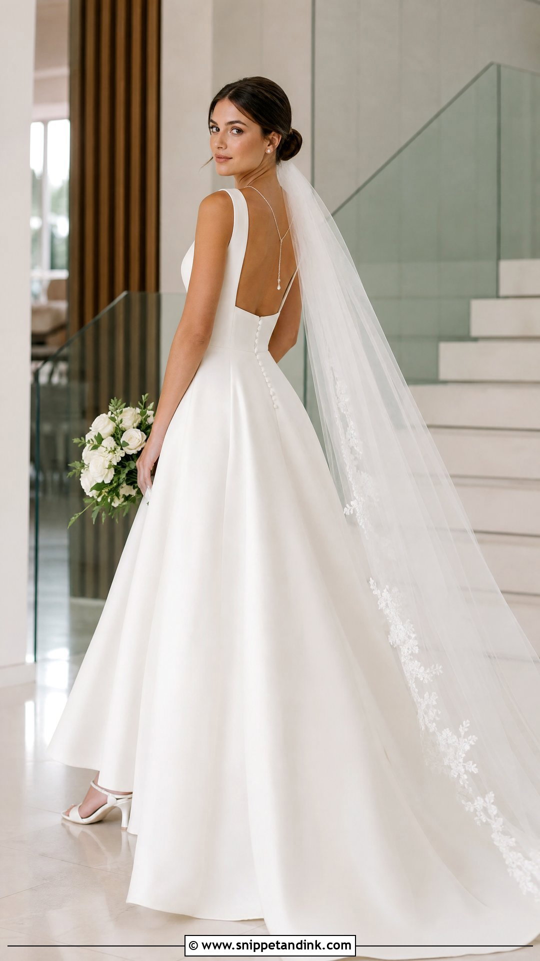 Open Back Square Neck A Line Wedding Dress - Snippet and Ink - 20 Square Neck Wedding Dress Aline Ideas