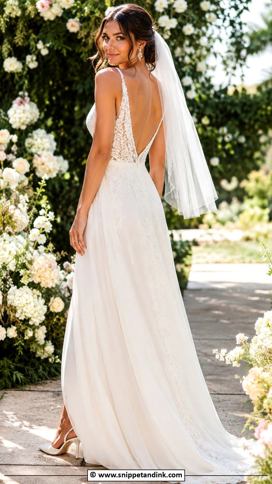 Open Back V Neck Wedding Dress - Snippet and Ink - 30 Open Back Wedding Dress Ideas