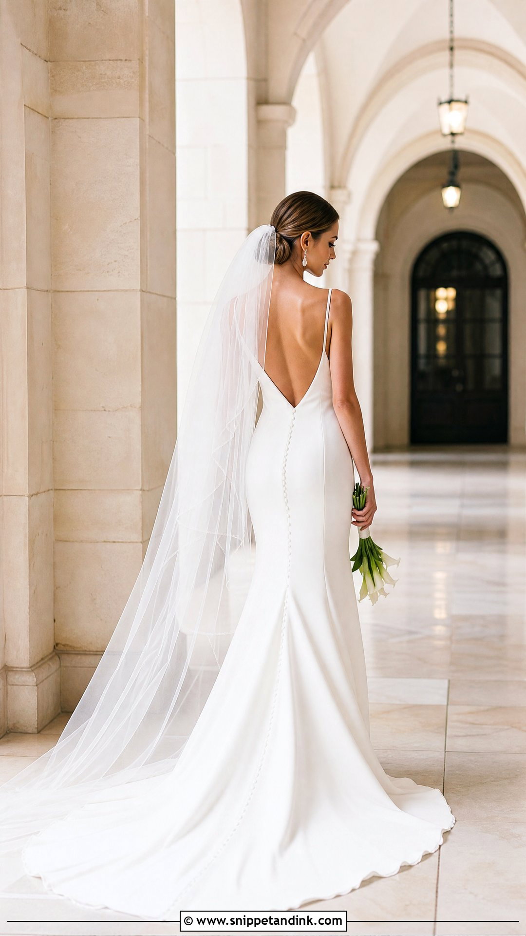 Open Back V Neck Wedding Gown - Snippet and Ink - 20 V Neck Wedding Gown Ideas