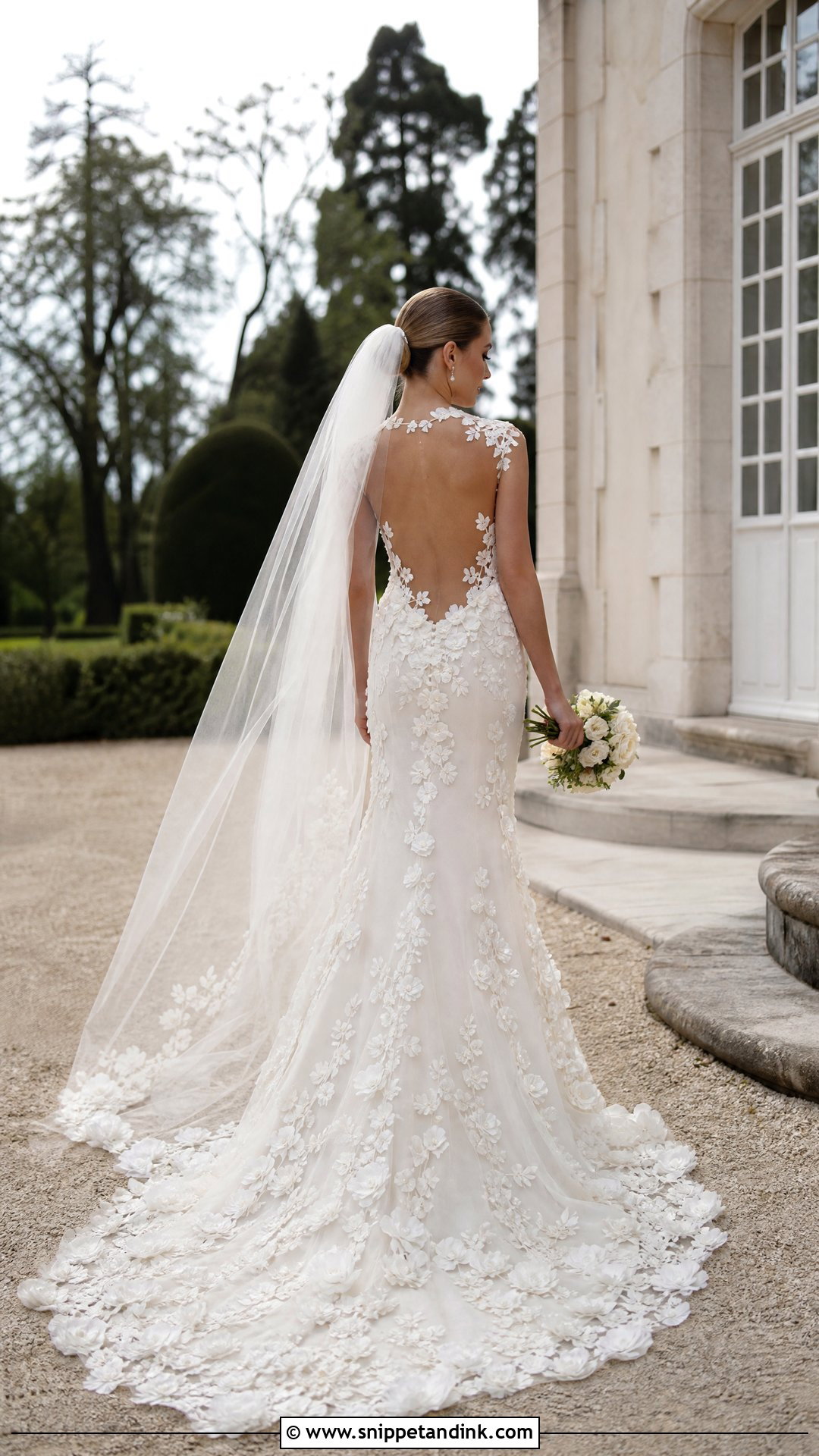 Open Back Wedding Dress With 3D Flowers - Snippet and Ink - 20 Wedding Dress 3d Flowers