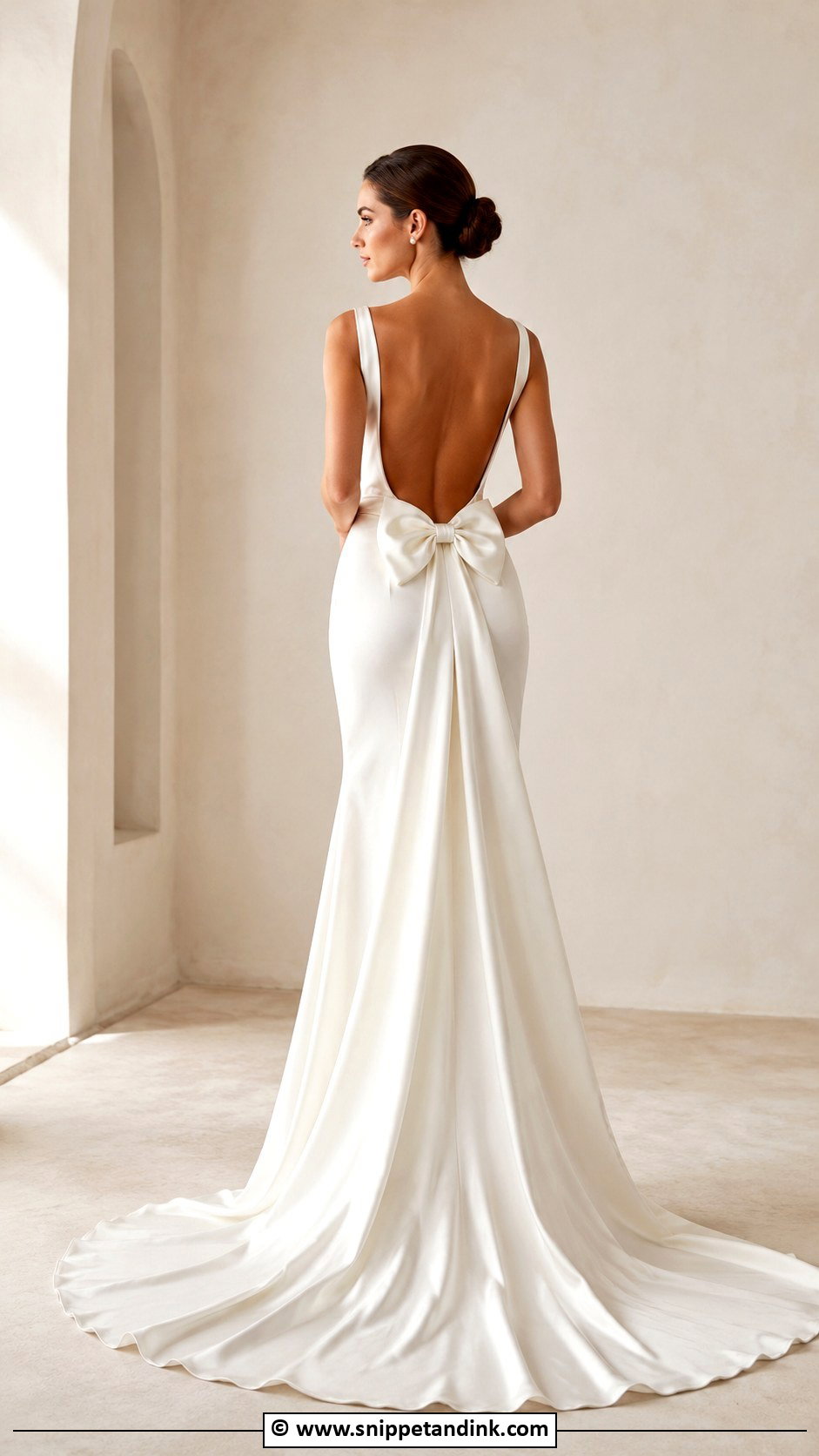 Open Back Wedding Dress With Bow - Snippet and Ink - 30 Open Back Wedding Dress Ideas