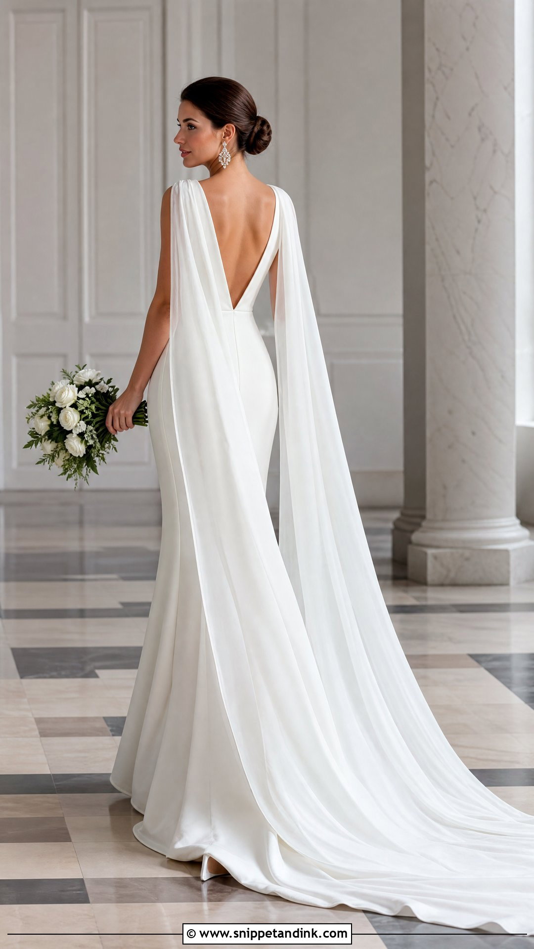Open Back Wedding Dress With Cape - Snippet and Ink - 20 Open Wedding Dress Ideas