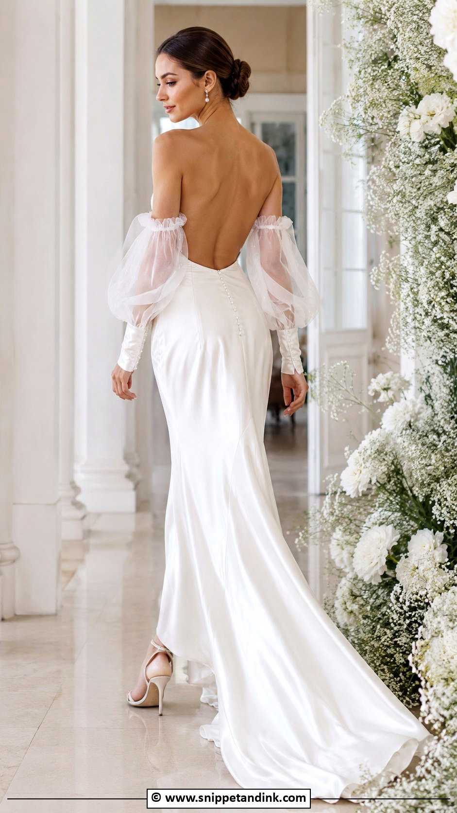 Open Back Wedding Dress With Detachable Sleeves - Snippet and Ink - 30 Open Back Wedding Dress Ideas