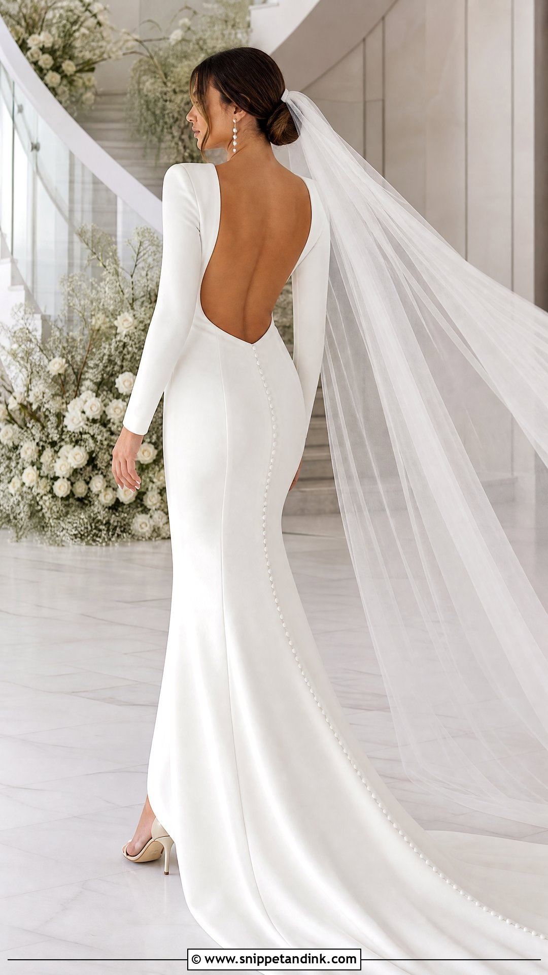 Open Back Wedding Dress With Long Sleeves - Snippet and Ink - 20 Simple Elegant Wedding Dress with Sleeves