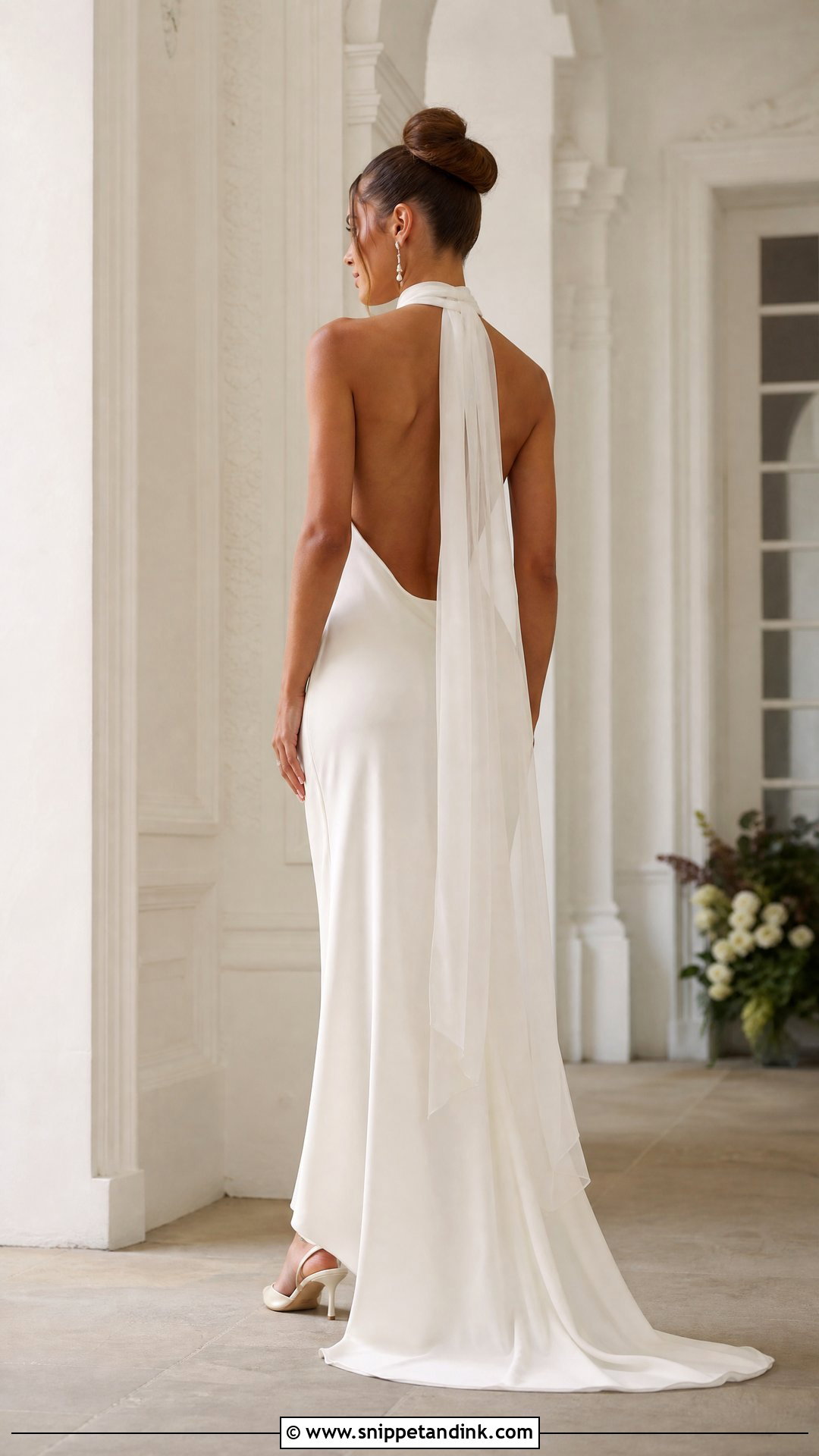 Open Back Wedding Dress With Neck Scarf - Snippet and Ink - 20 Wedding Dresses with Neck Scarf