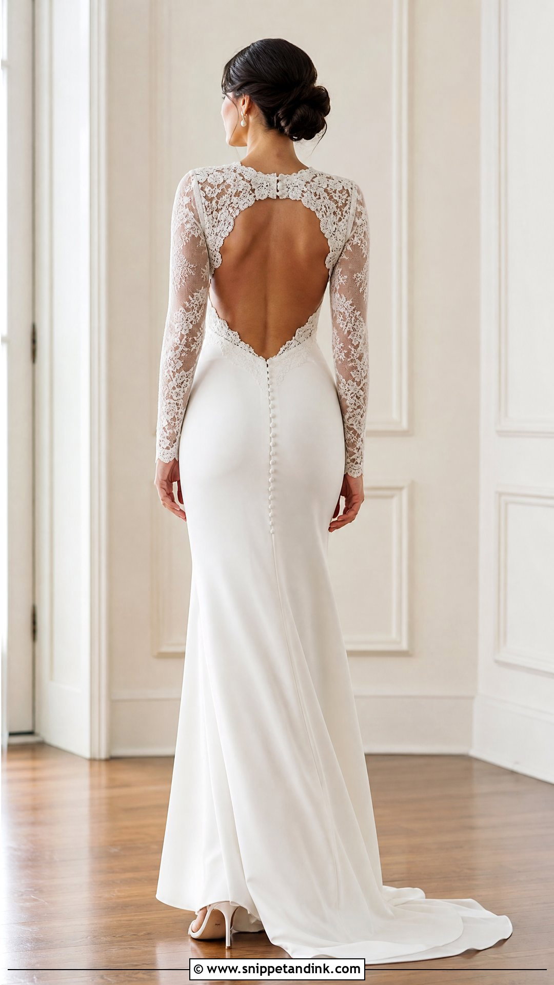 Open Back Wedding Dress With Sleeves - Snippet and Ink - 25 Timeless Wedding Dresses with Sleeves