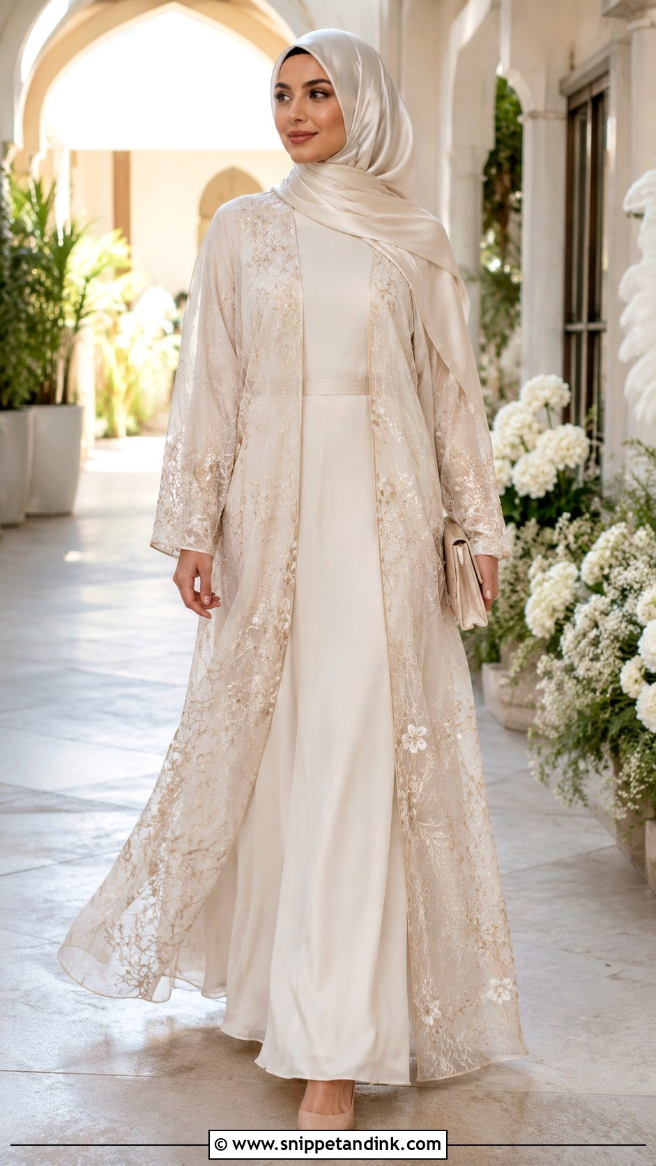 Open Front Wedding Abaya With Maxi Dress - Snippet and Ink - 25 Abaya Wedding Dress Ideas
