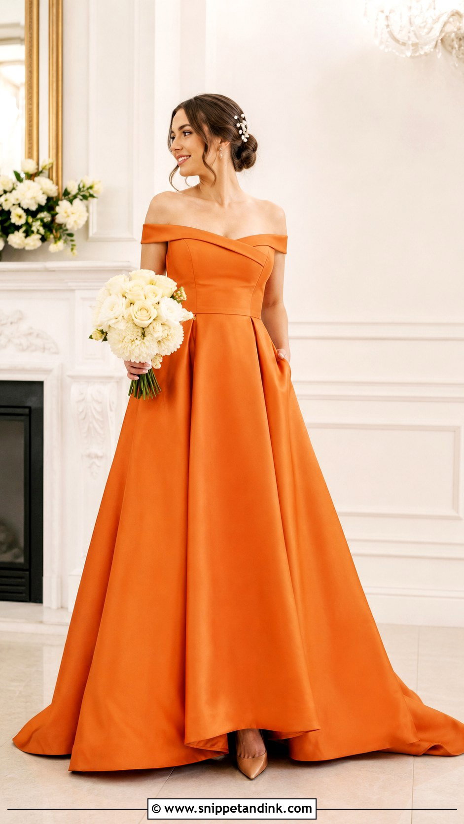 Orange A Line Wedding Dress - Snippet and Ink - 25 Orange Wedding Dress Ideas