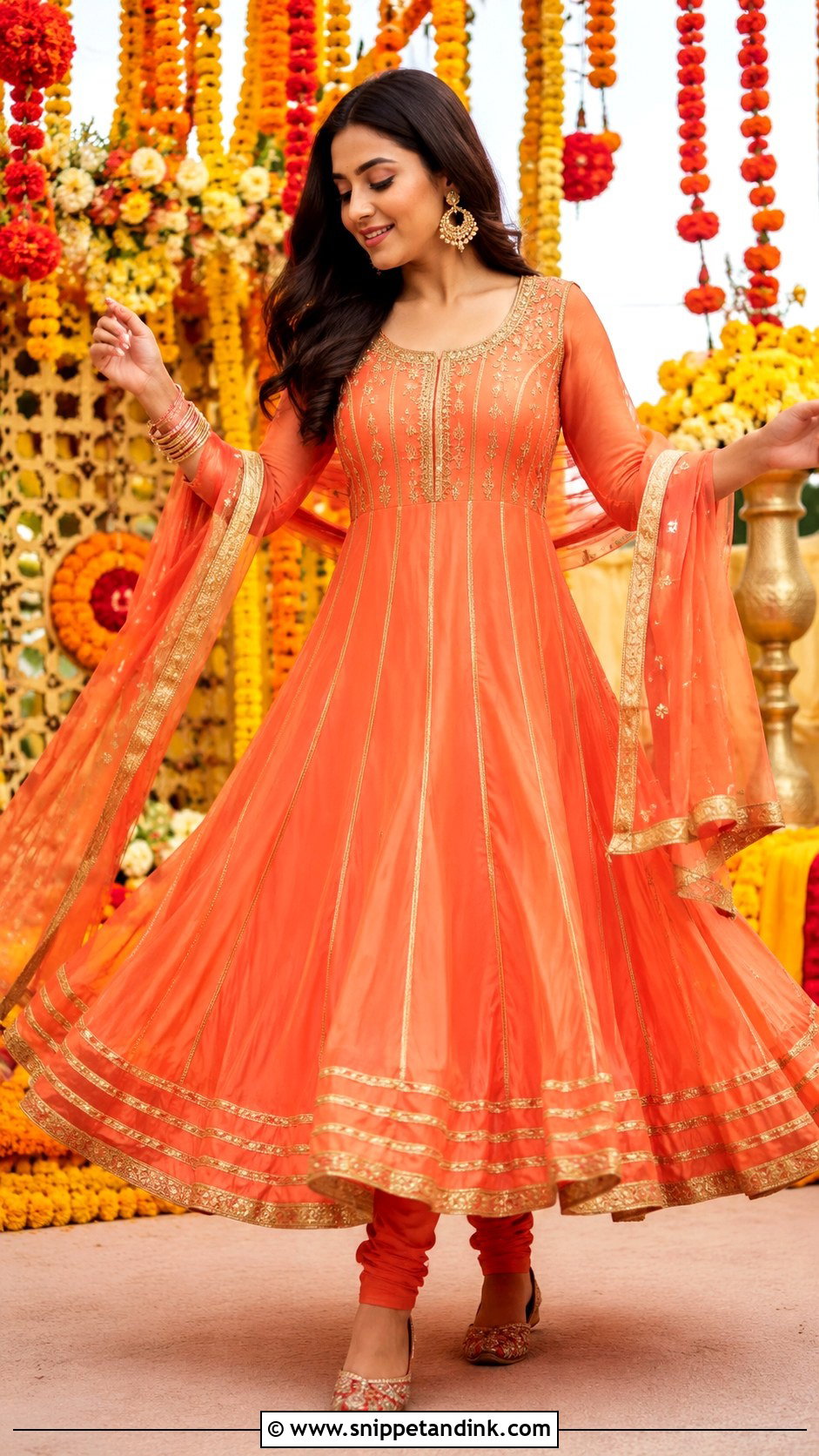 Orange Anarkali For Bride Sister - Snippet and Ink - 25 Mehndi Dresses for Bride Sister
