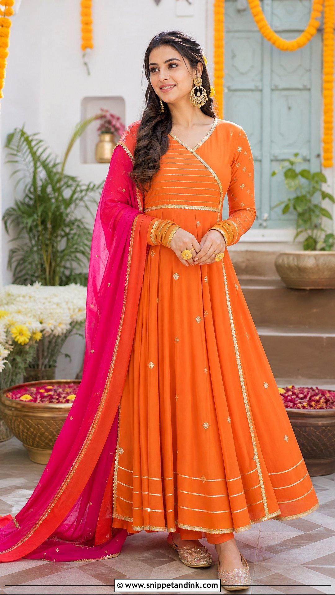 Orange Anarkali For Mehendi Bride - Snippet and Ink - 25 Simple Mehendi Outfits for Bride