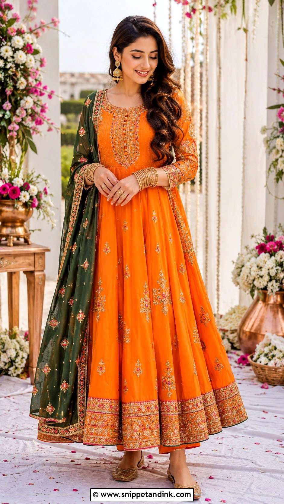 Orange Anarkali Outfit - Snippet and Ink - 30 Pakistani Wedding Outfits Sisters