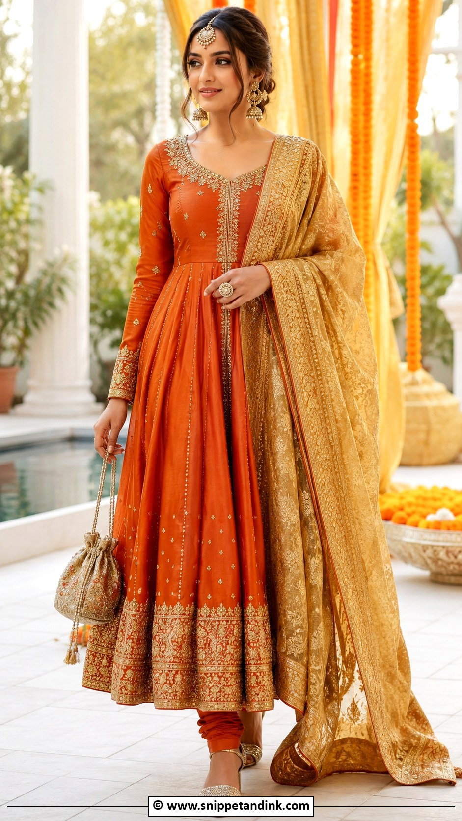 Orange Anarkali Wedding Suit - Snippet and Ink - 25 Heavy Anarkali Wedding Suits