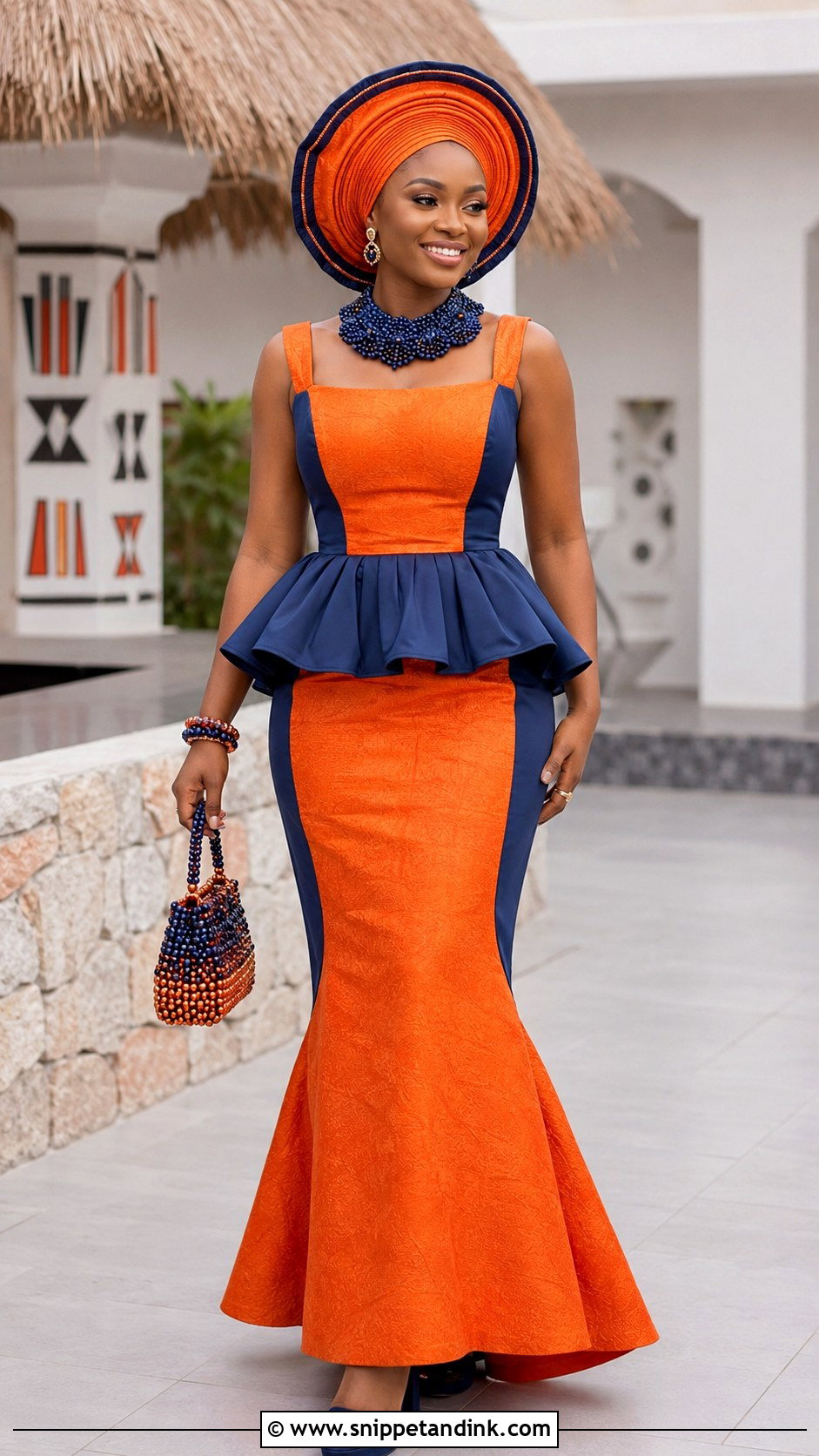 Orange And Navy Membeso Dress - Snippet and Ink - 20 Membeso Dress for the Bride Ideas