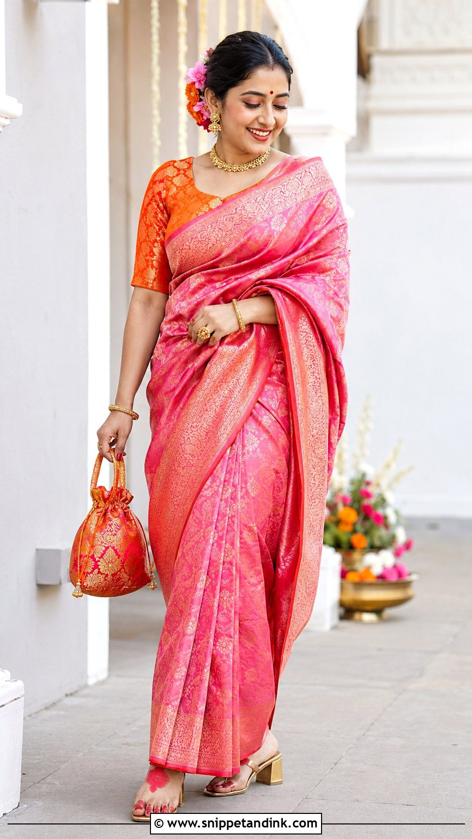 Orange And Pink Bengali Bride - Snippet and Ink - 20 Bengali Bride Ideas