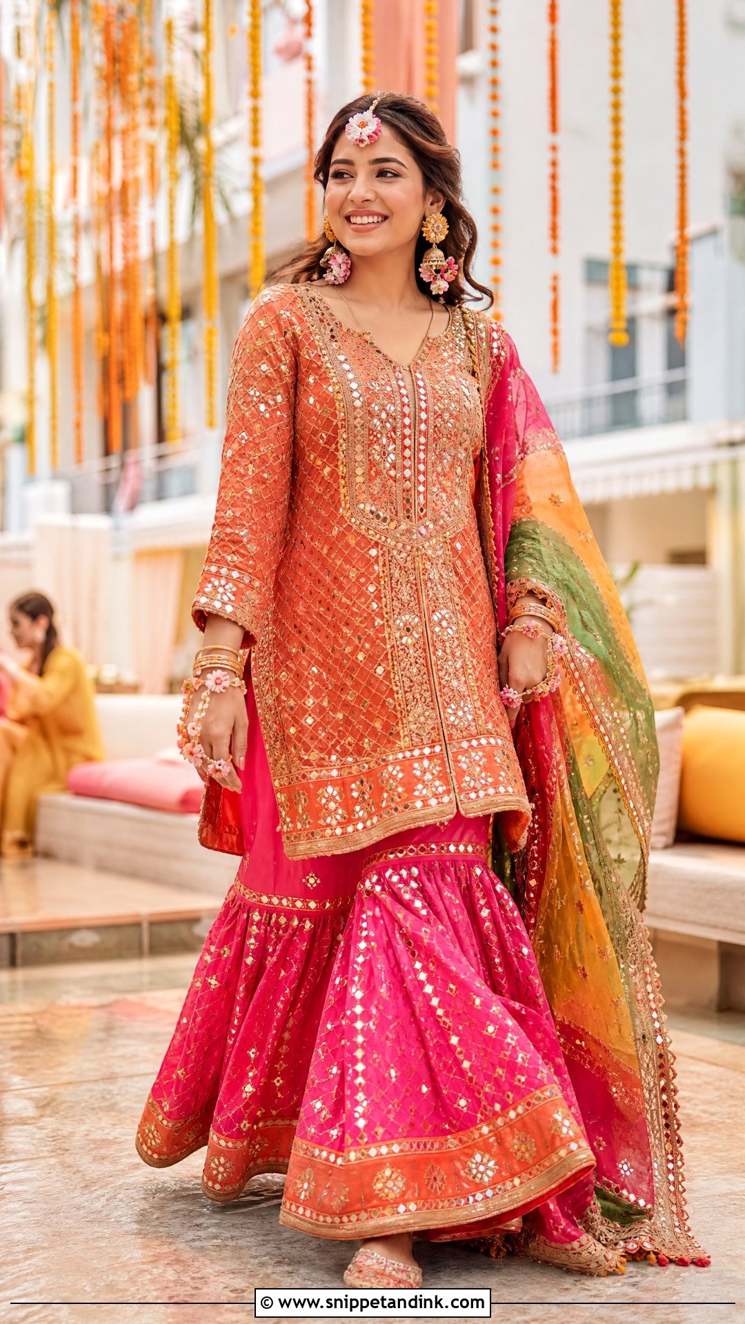 Orange And Pink Bridal Sharara Suit - Snippet and Ink - 20 Bridal Sharara Suit Ideas