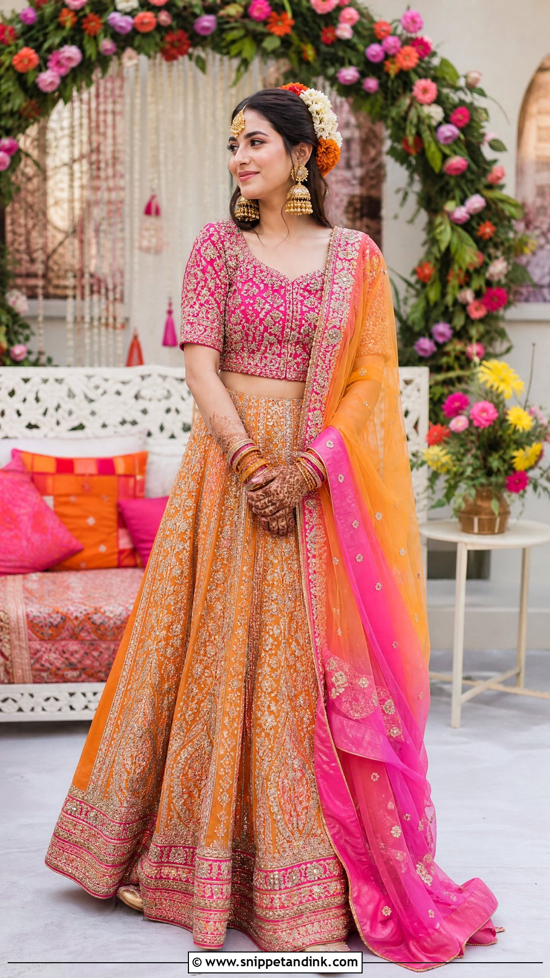 Orange And Pink Pakistani Bridal Lehenga - Snippet and Ink - 20 Pakistani Wedding Bridal Outfits