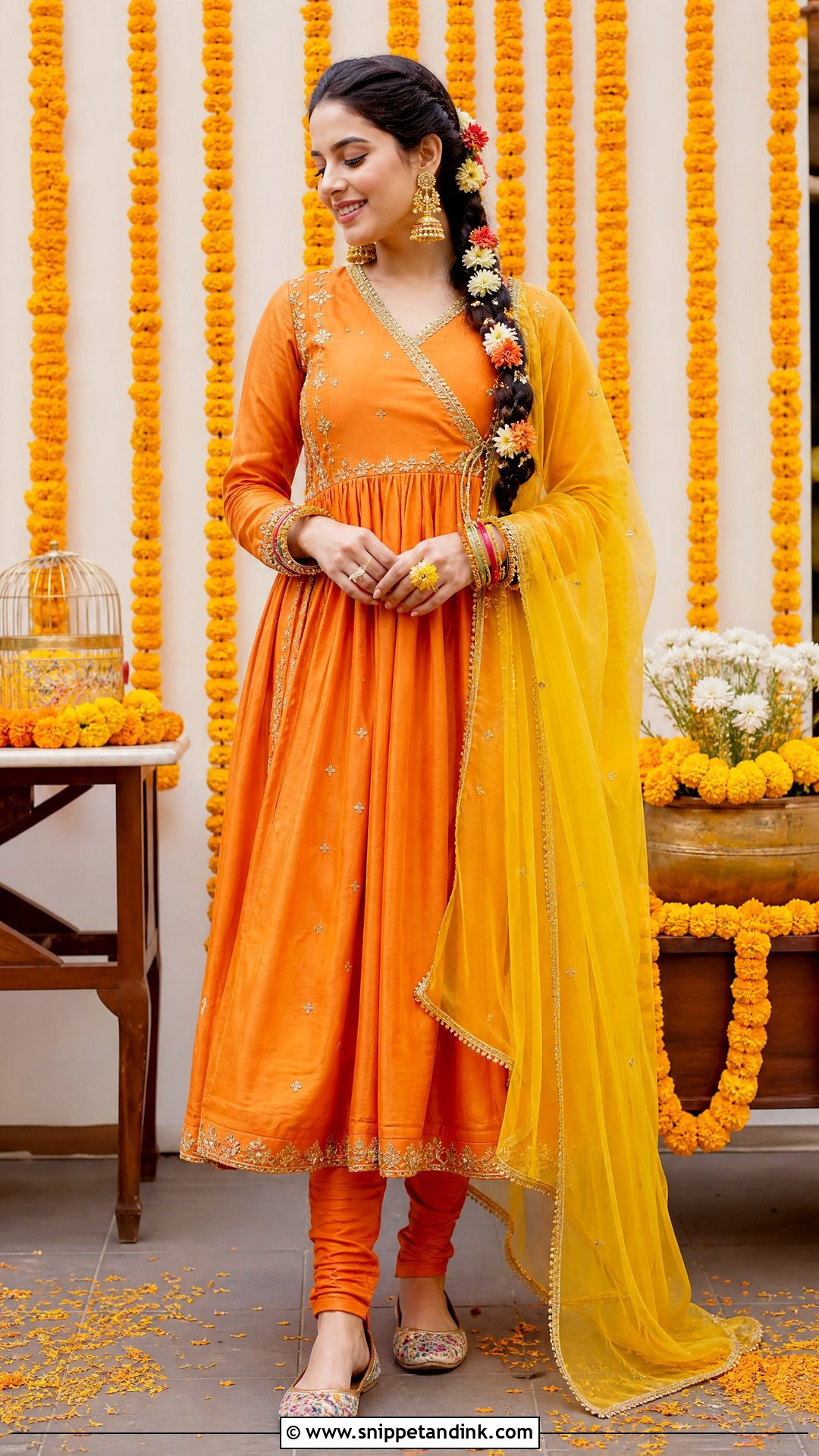 Orange Angrakha Pakistani Haldi Outfit - Snippet and Ink - 20 Pakistani Haldi Outfit Ideas