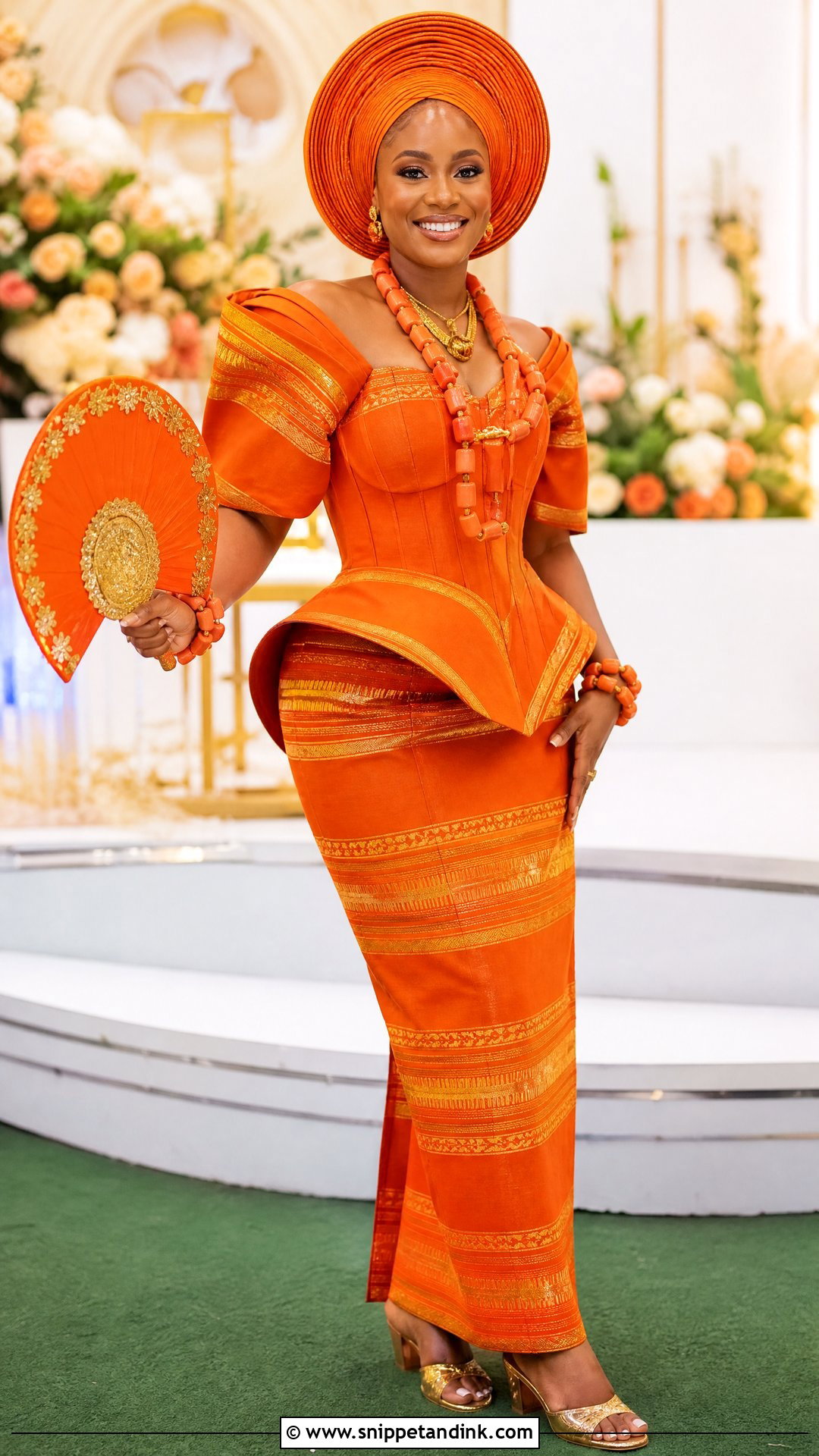 Orange Aso Oke Veekee James Traditional Wedding Dress - Snippet and Ink - 20 Veekee James Traditional Wedding Dress Ideas