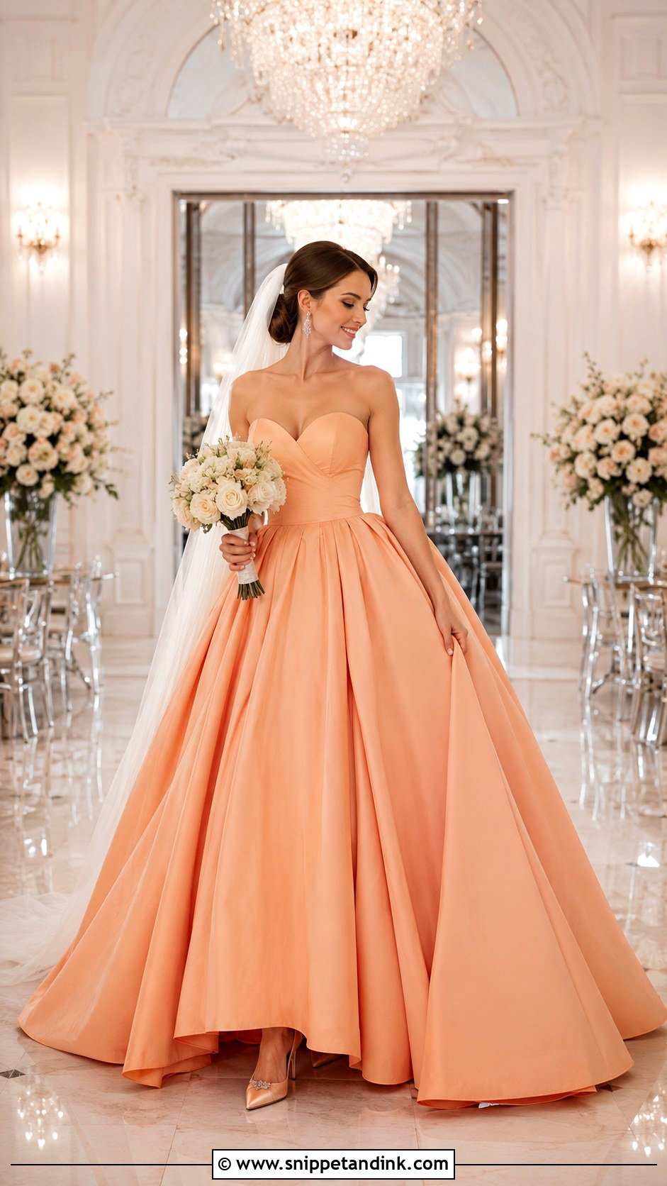 Orange Ball Gown Wedding Dress - Snippet and Ink - 25 Orange Wedding Dress Ideas