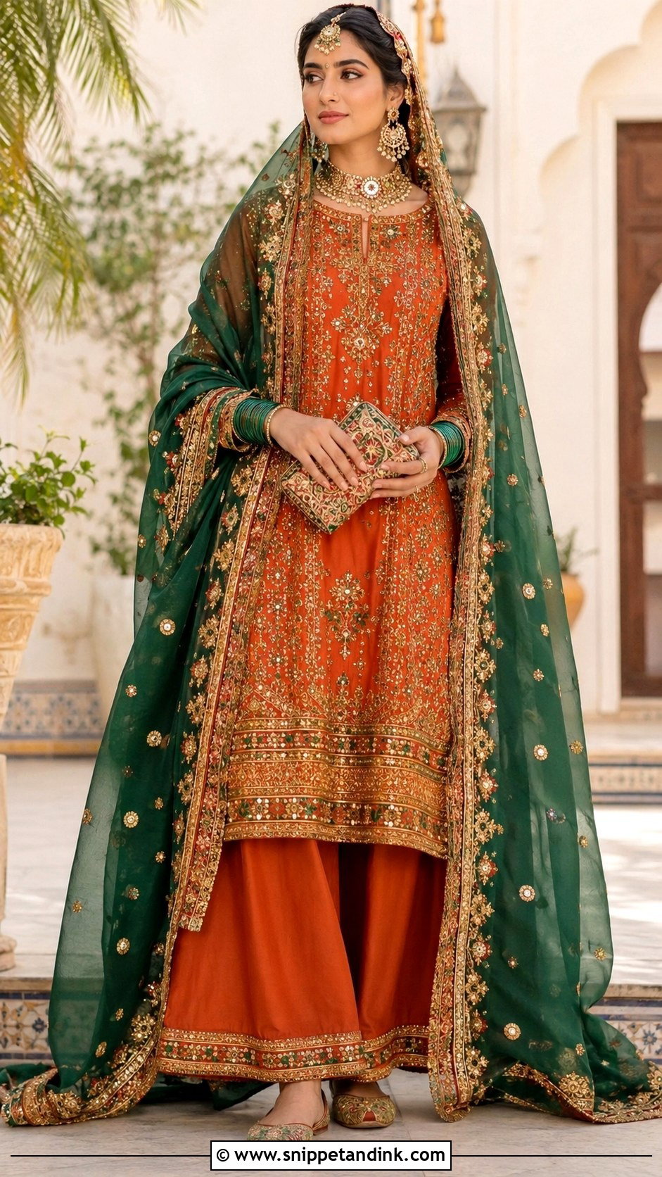 Orange Balochi Bridal Dress - Snippet and Ink - 20 Balochi Bridal Dress Ideas