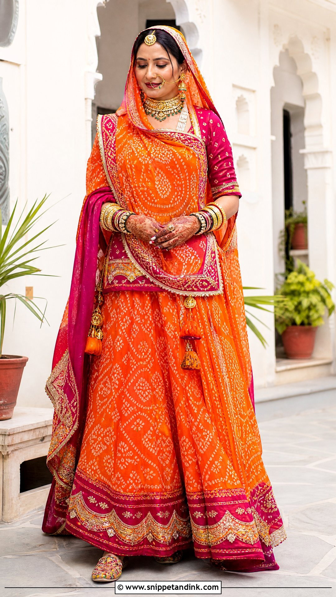 Orange Bandhani Rajputani Bridal Poshak - Snippet and Ink - 20 Rajputani Poshak for Bride Ideas