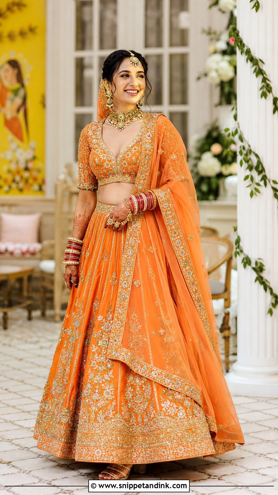 Orange Bridal Lehenga - Snippet and Ink - 25 Indian Bridal Dresses