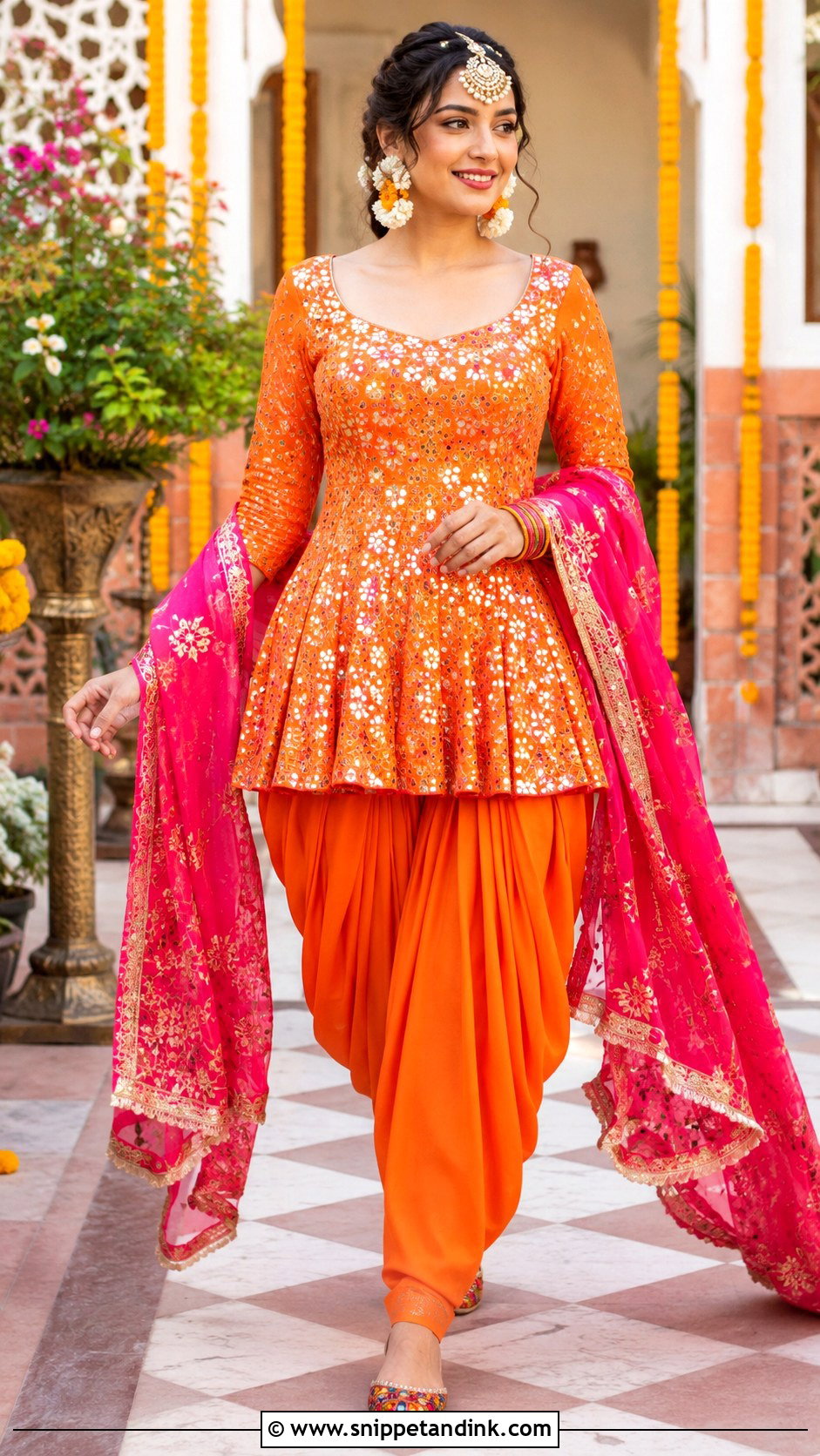 Orange Bridal Punjabi Dhoti Suit - Snippet and Ink - 20 Bridal Punjabi Suits Wedding Outfits