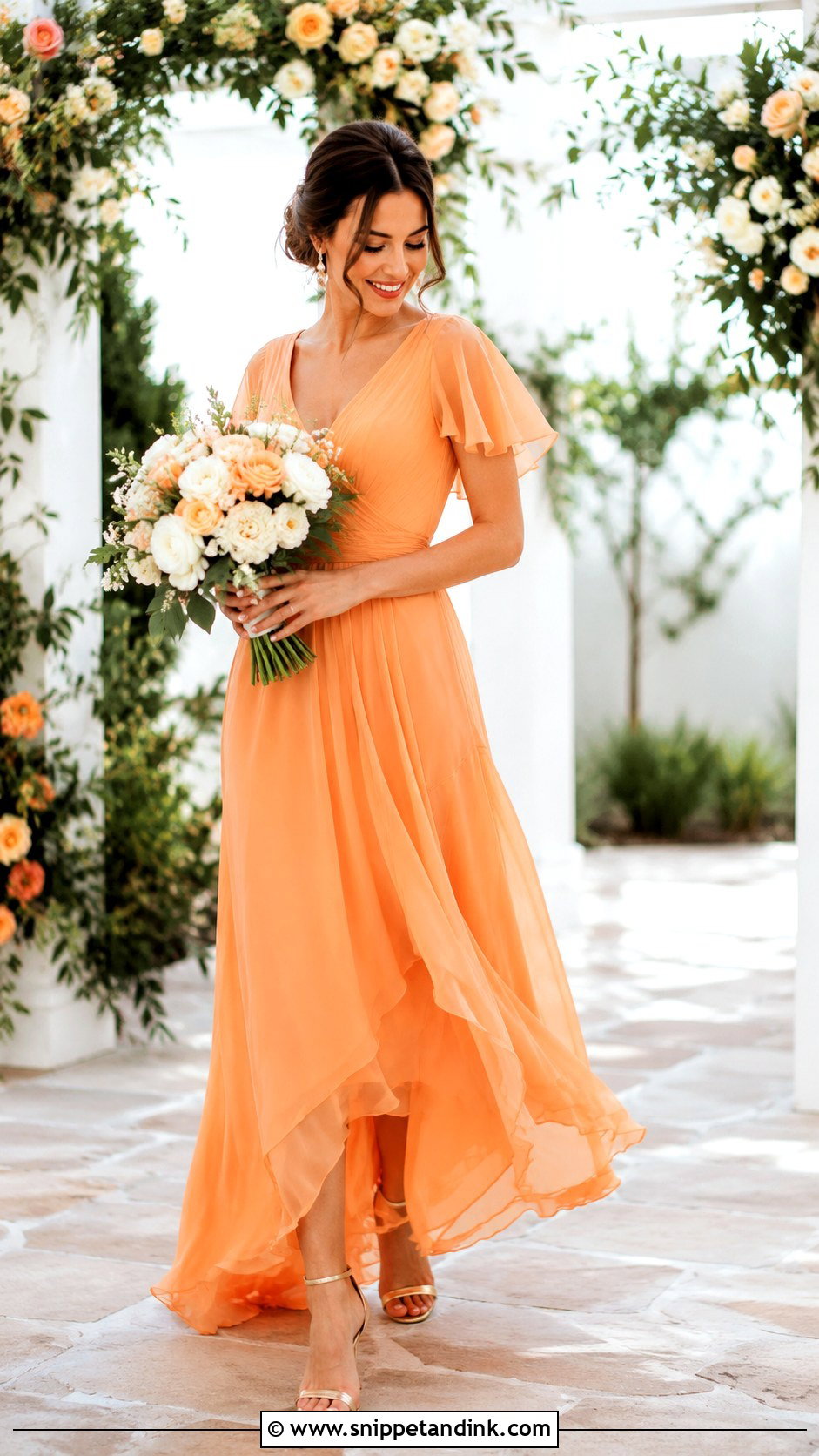 Orange Chiffon Wedding Dress - Snippet and Ink - 25 Orange Wedding Dress Ideas