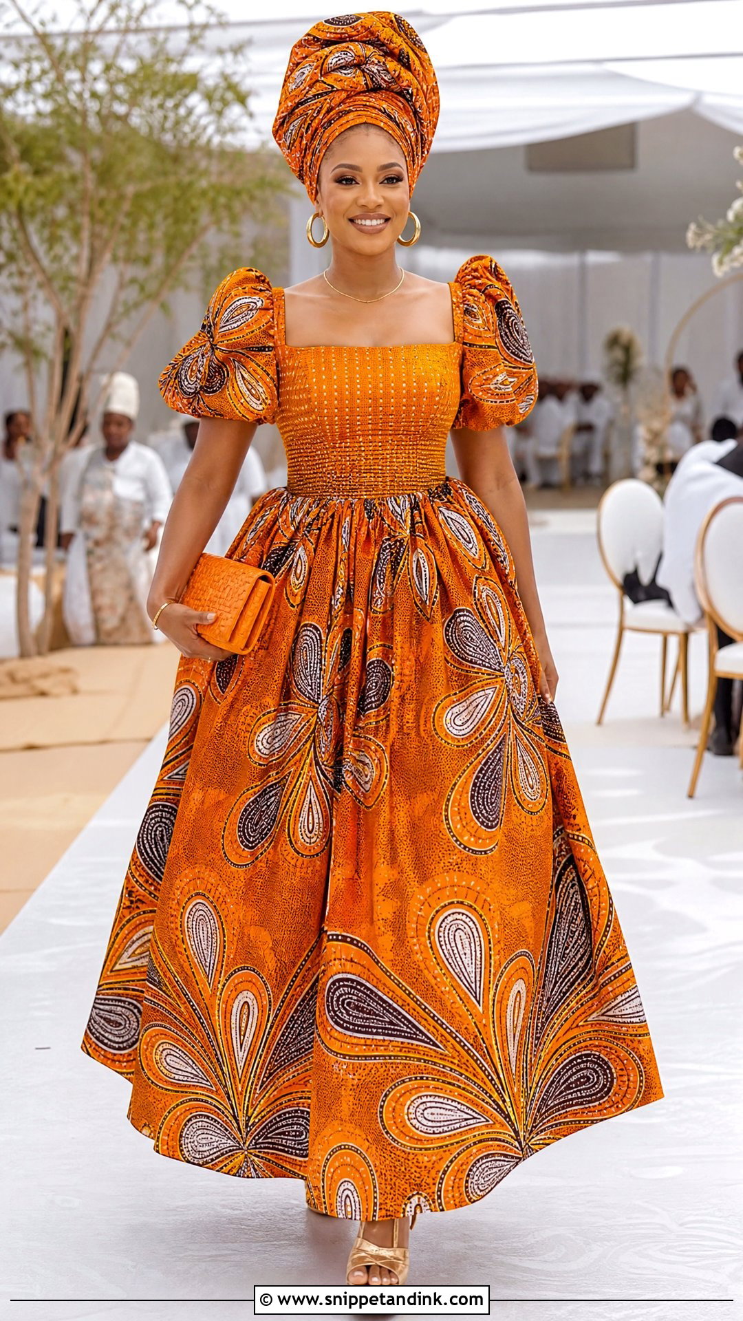 Orange Chitenge Ball Gown - Snippet and Ink - 20 Chilanga Mulilo Dress for Bride Ideas