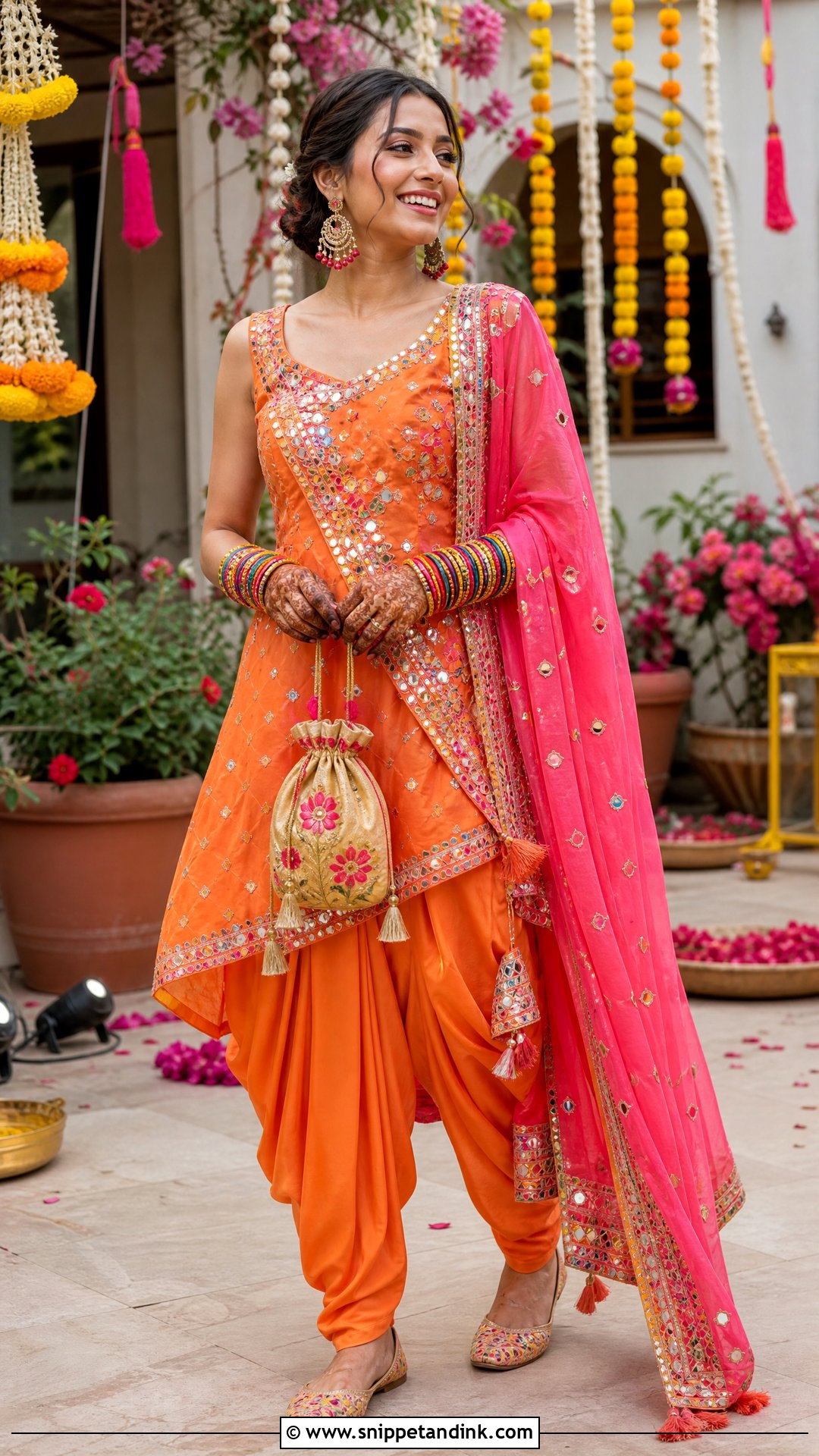 Orange Dhoti Bridal Suit - Snippet and Ink - 20 Indian Bridal Suits for Women