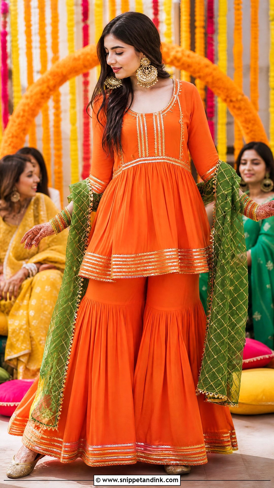 Orange Farshi Shalwar Pakistani Wedding Outfit - Snippet and Ink - 20 Pakistani Wedding Outfit Ideas