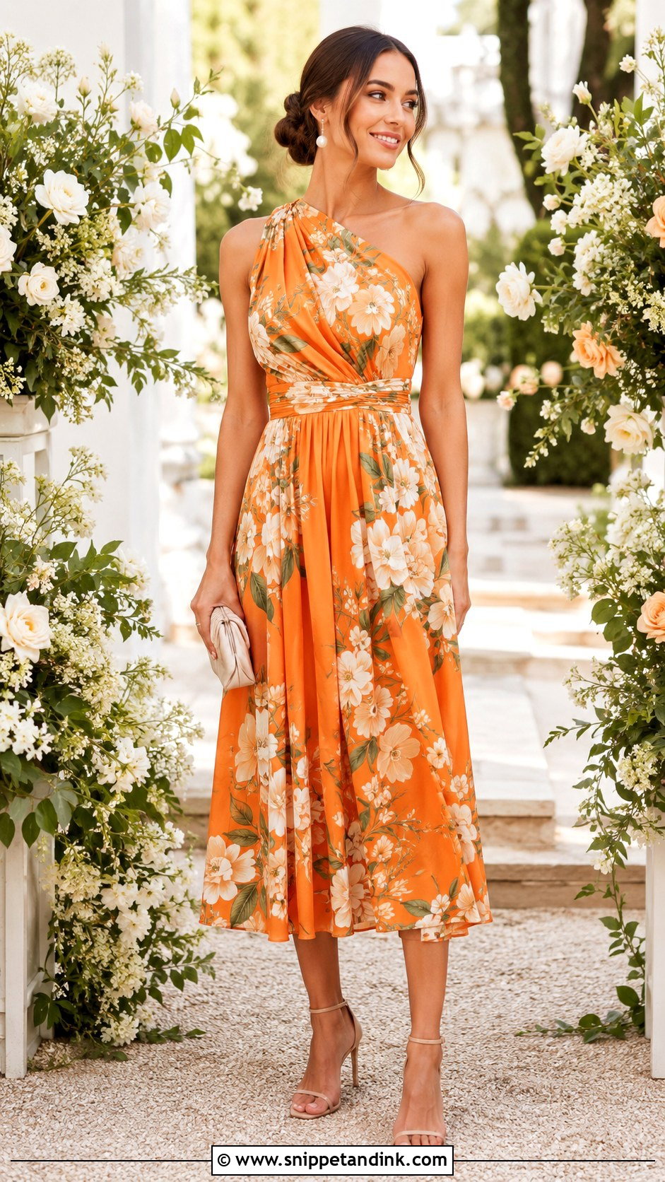 Orange Floral Dress Wedding Outfit - Snippet and Ink - 25 Orange Dress Wedding Outfit Ideas