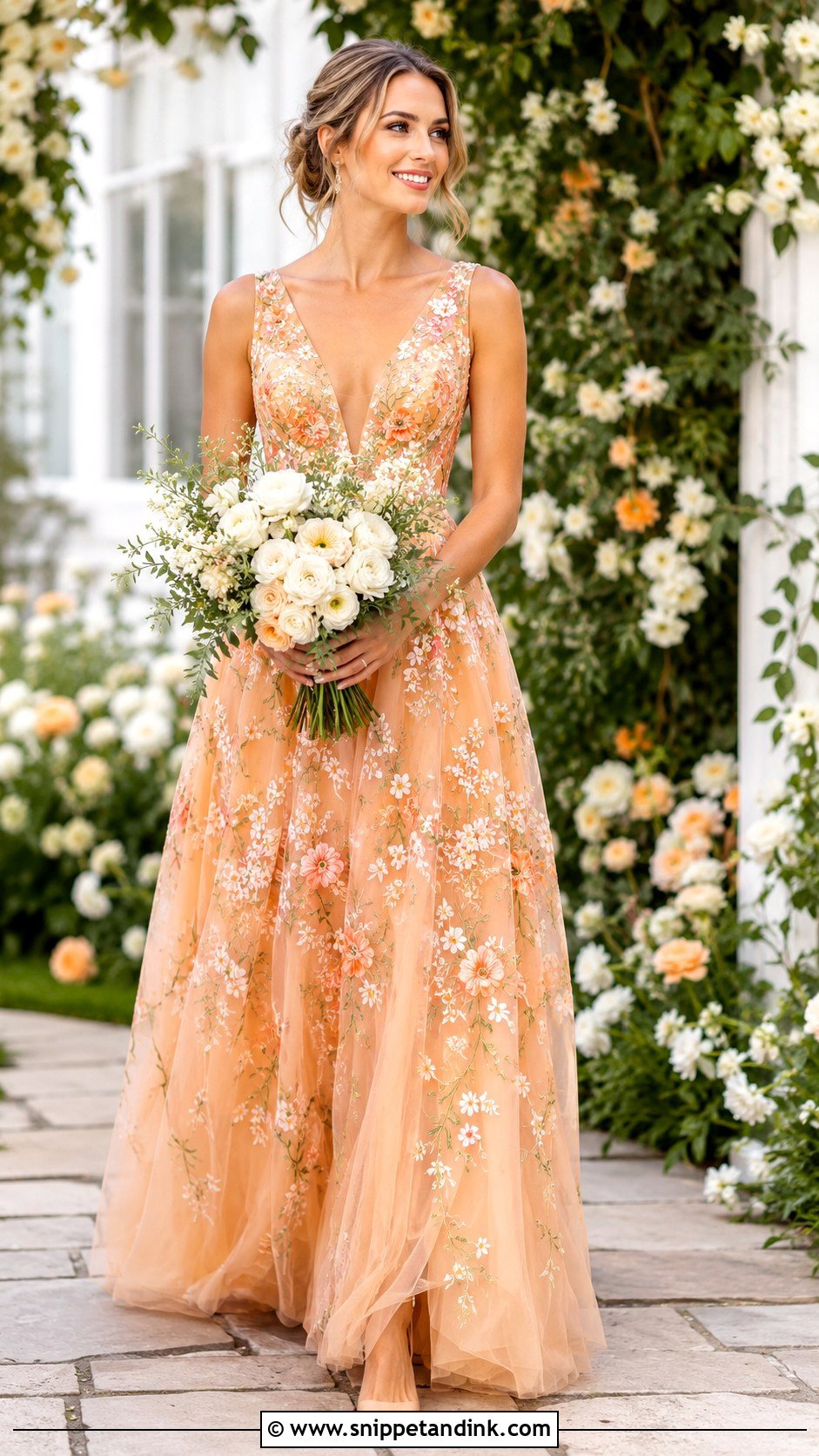 Orange Floral Wedding Dress - Snippet and Ink - 25 Orange Wedding Dress Ideas