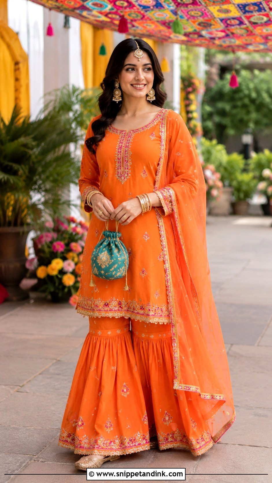 Orange Gharara Carnival Outfit - Snippet and Ink - 20 Carnival Outfit Ideas Indian Wedding