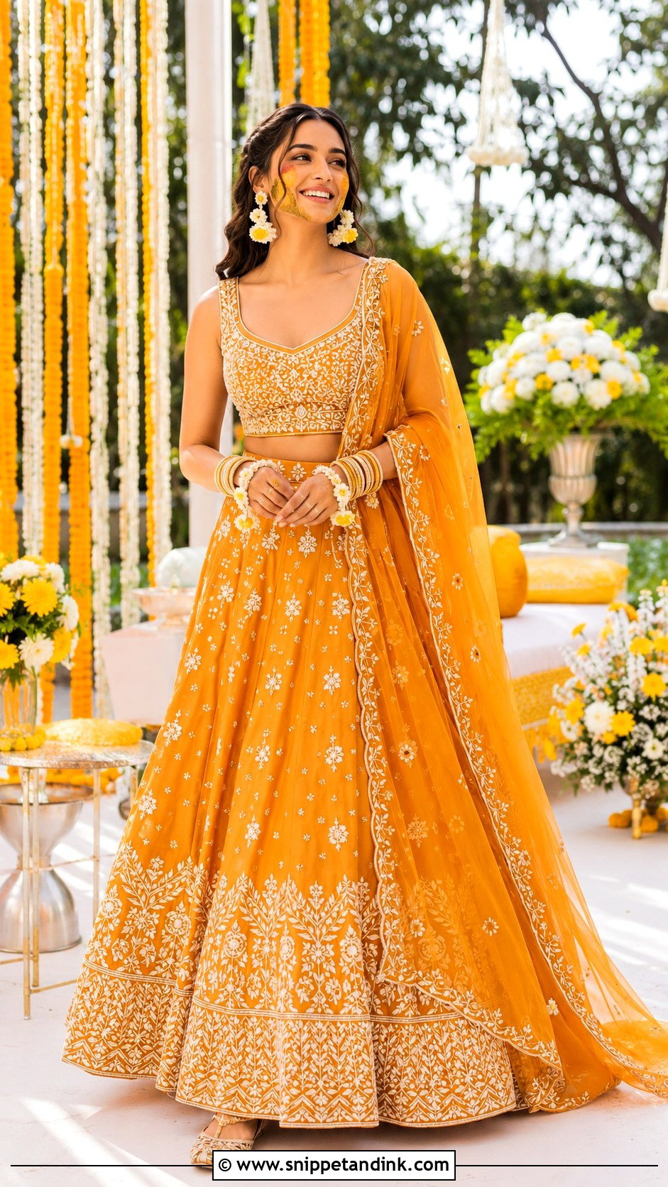 Orange Haldi Outfit - Snippet and Ink - 25 Wedding Haldi Outfit Ideas
