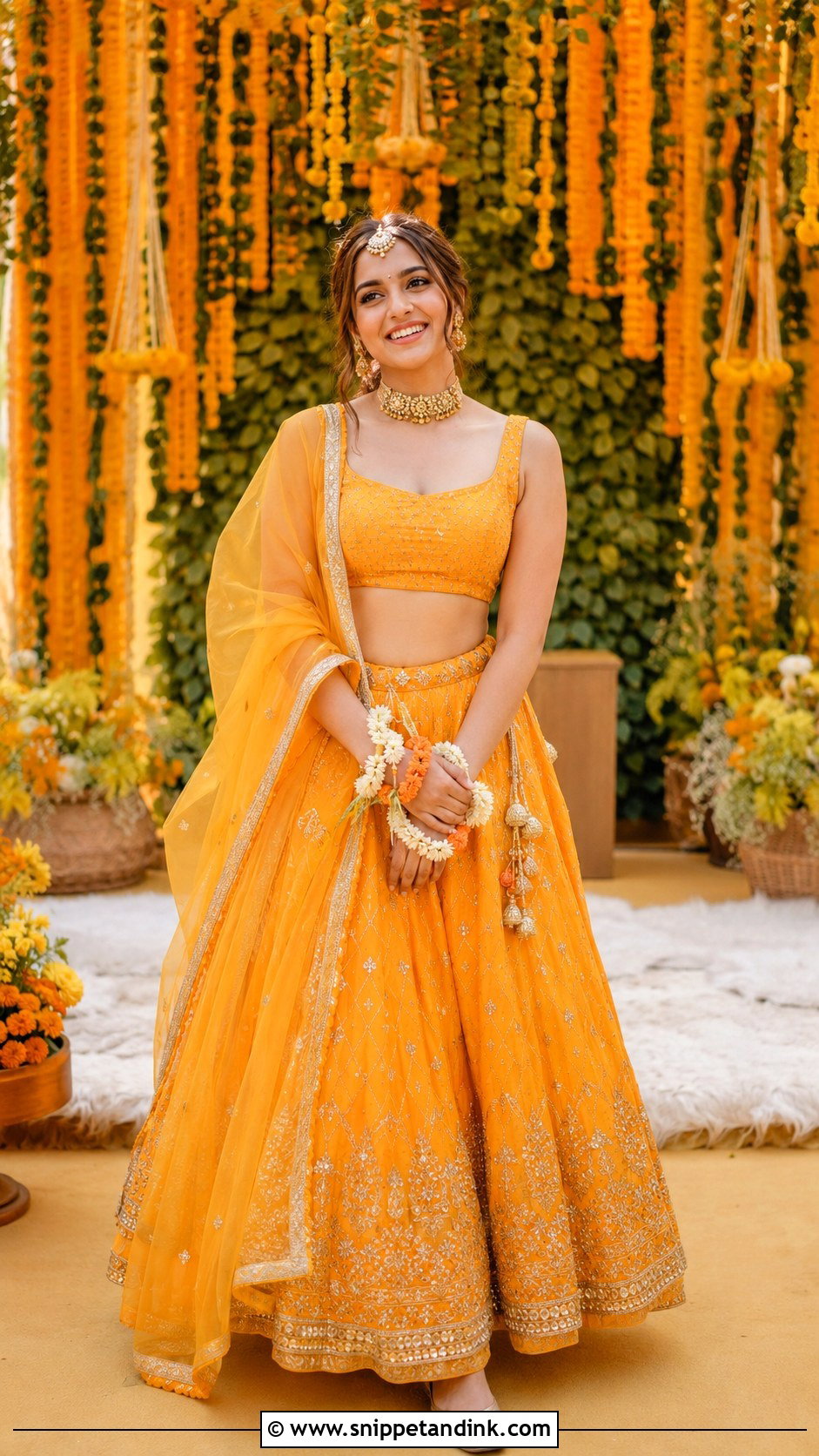 Orange Haldi Outfit For Bride - Snippet and Ink - 25 Trending Haldi Outfits for Bride