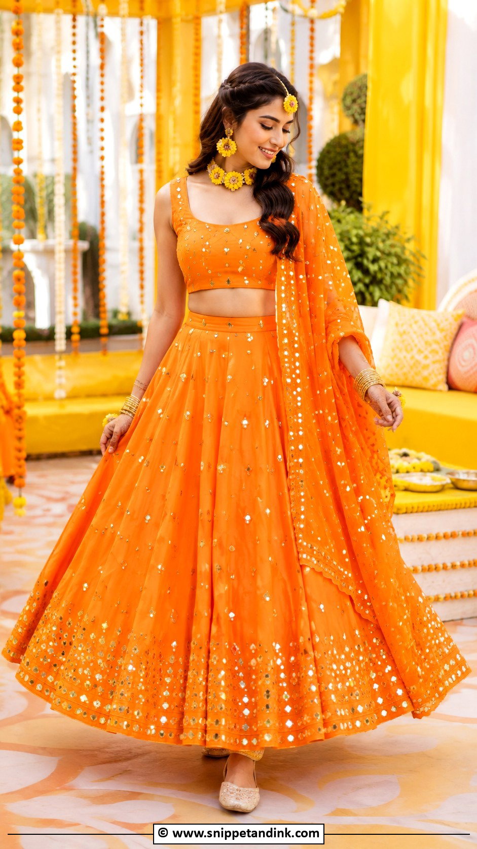 Orange Haldi Outfit - Snippet and Ink - 30 Haldi Outfits for Women